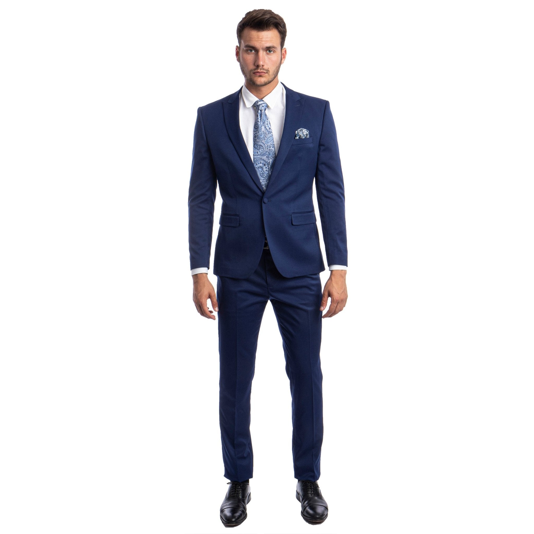 Men's Skinny - Fit 2pc Suit w/ Peak Lapel - Bundle Bus