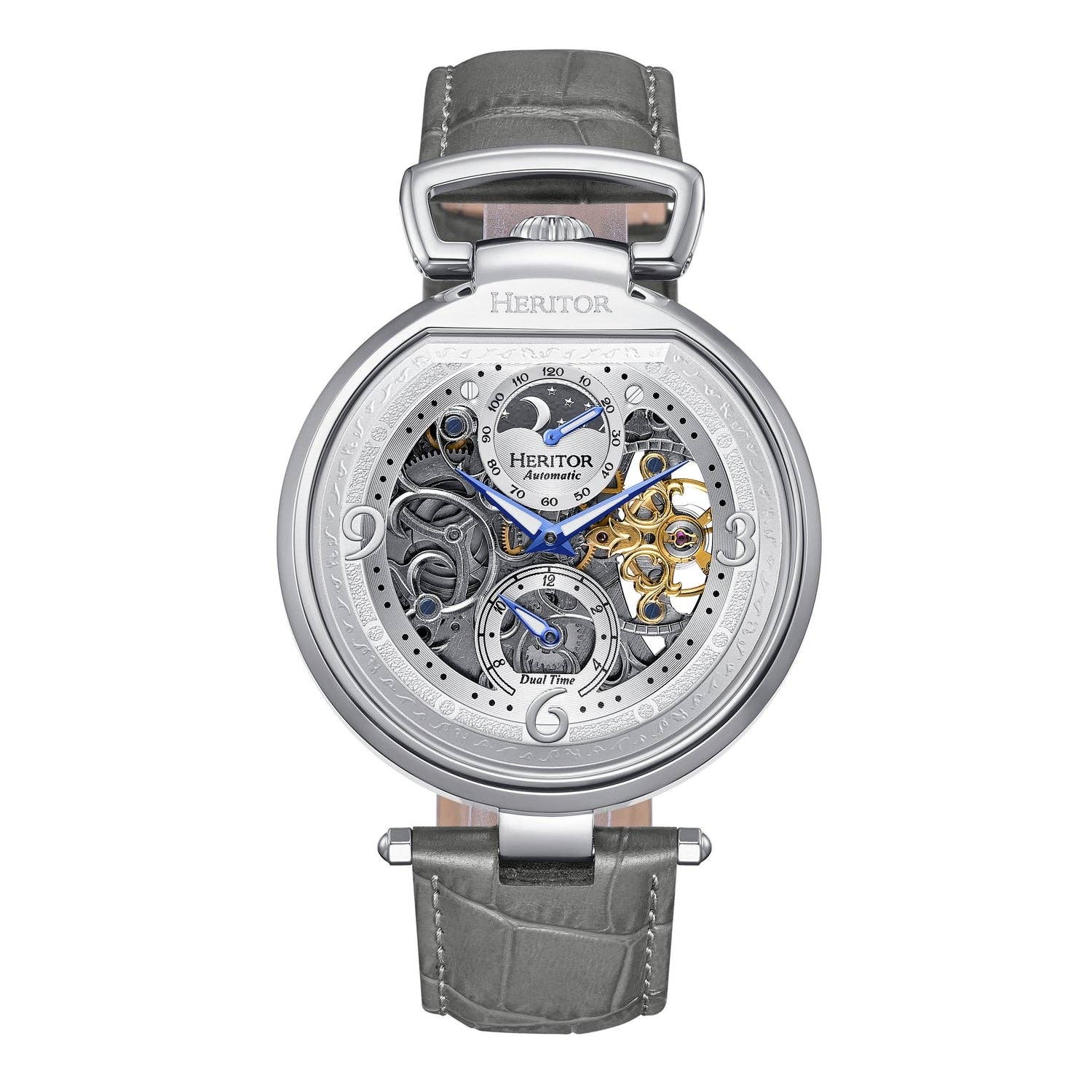 Heritor Automatic Lincoln Semi-Skeleton Leather-Band Watch