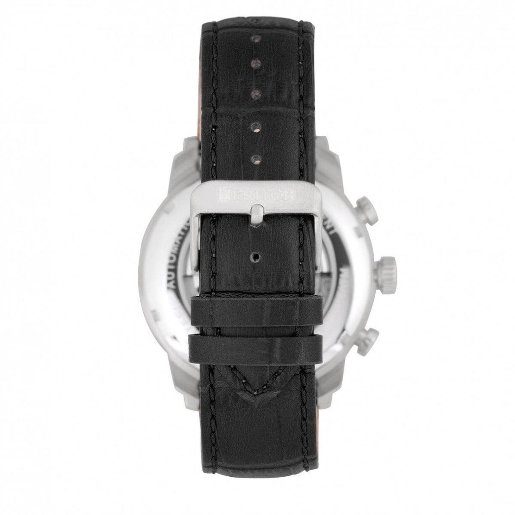 Heritor Automatic Arthur Semi-Skeleton Leather-Band Watch