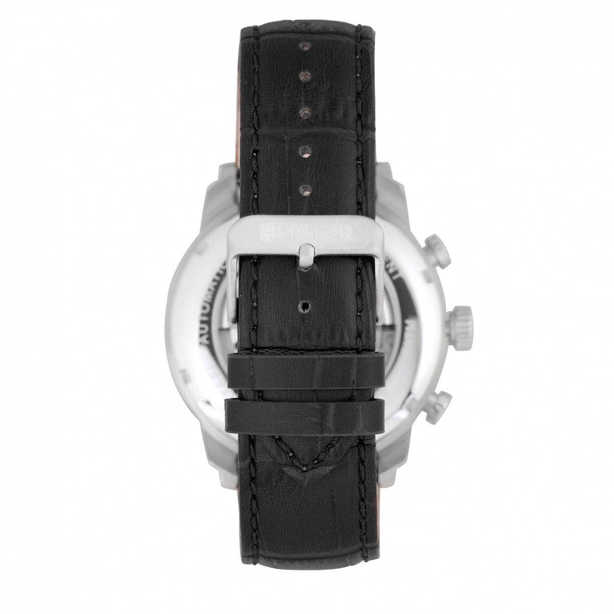 Heritor Automatic Arthur Semi-Skeleton Leather-Band Watch