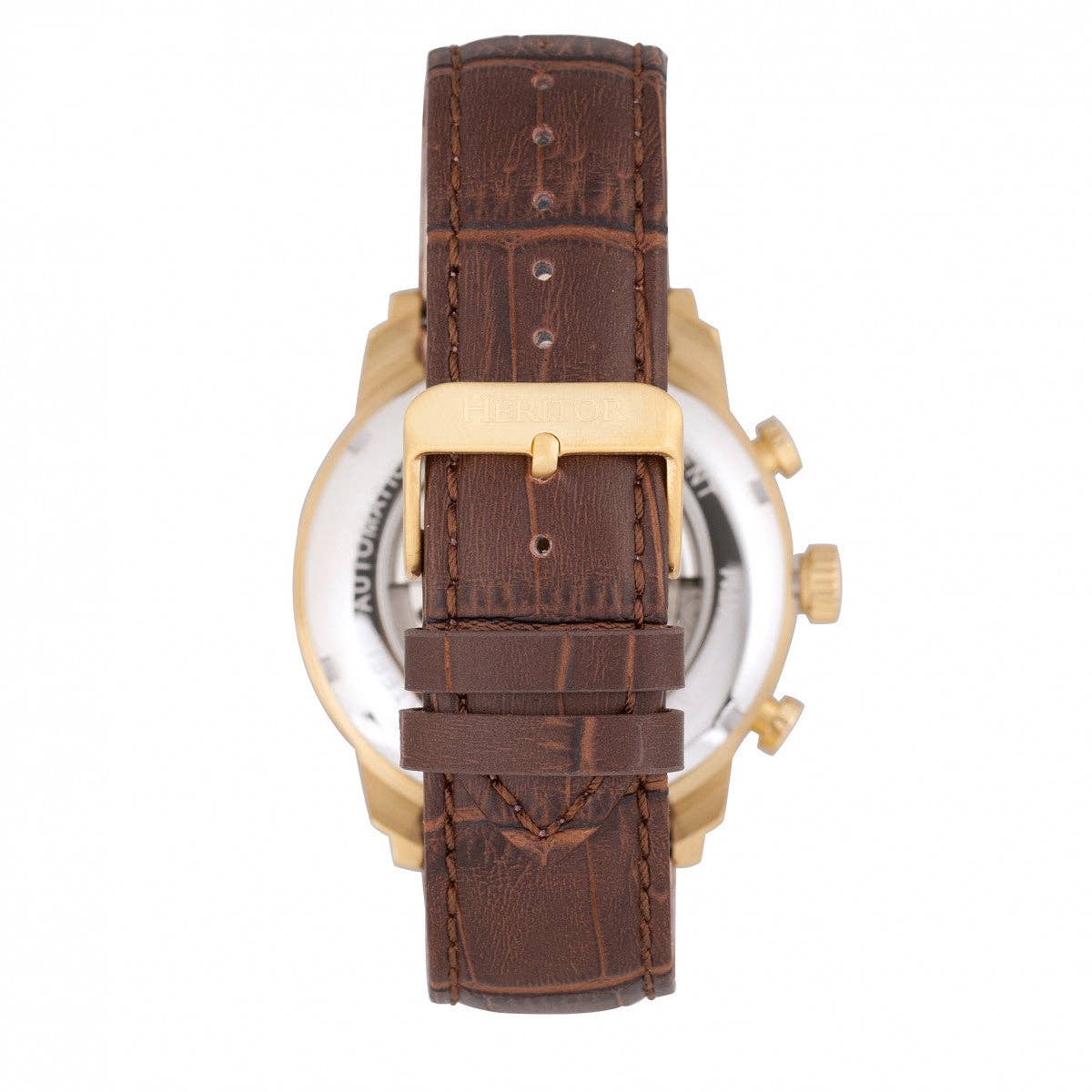 Heritor Automatic Arthur Semi-Skeleton Leather-Band Watch