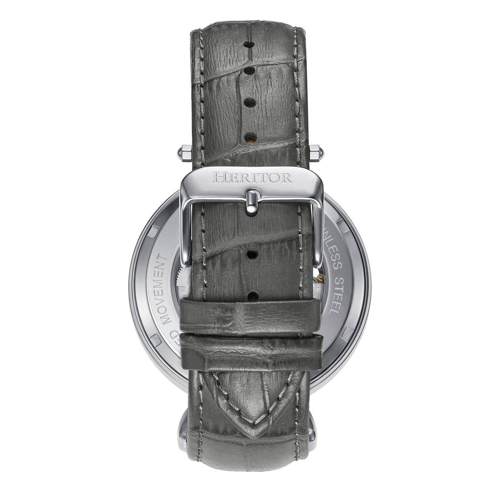Heritor Automatic Lincoln Semi-Skeleton Leather-Band Watch