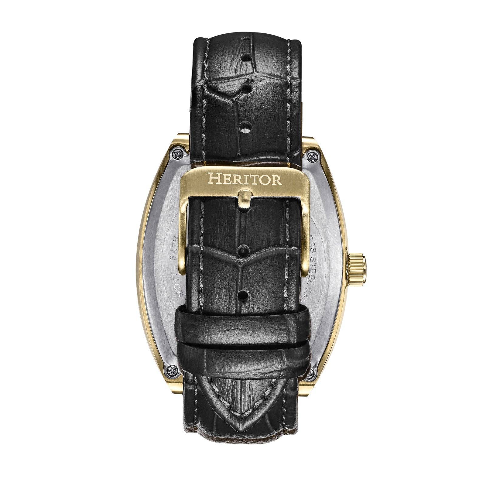 Heritor Automatic Masterson Semi-Skeleton Leather-Band Watch