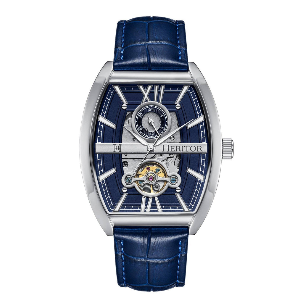 Heritor Automatic Masterson Semi-Skeleton Leather-Band Watch