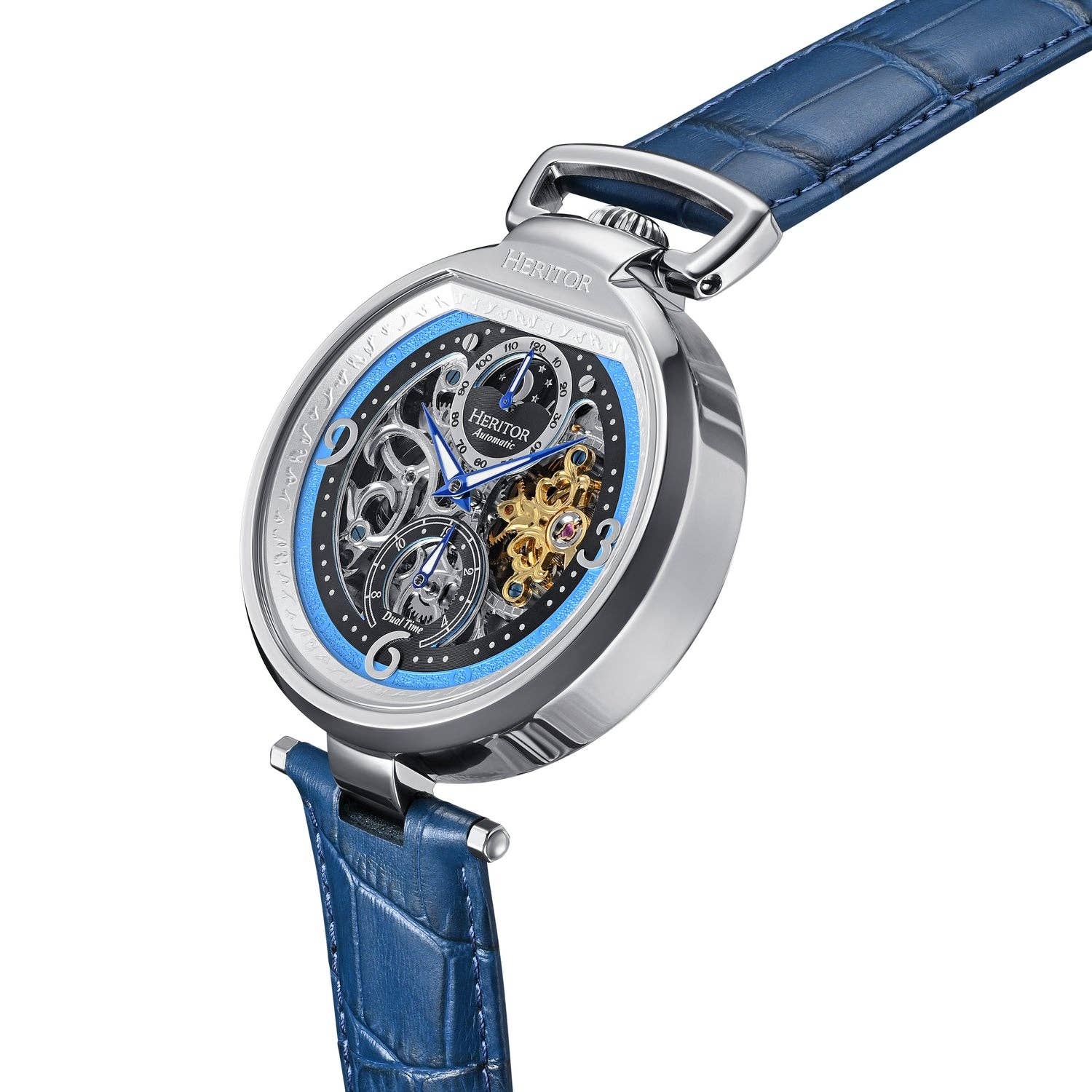Heritor Automatic Lincoln Semi-Skeleton Leather-Band Watch