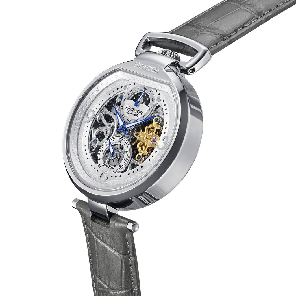 Heritor Automatic Lincoln Semi-Skeleton Leather-Band Watch