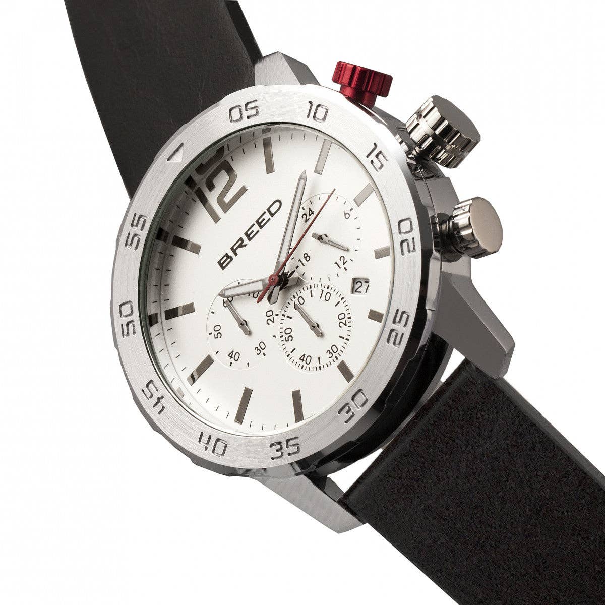 Breed Manuel Chronograph Leather-Band Watch with Date