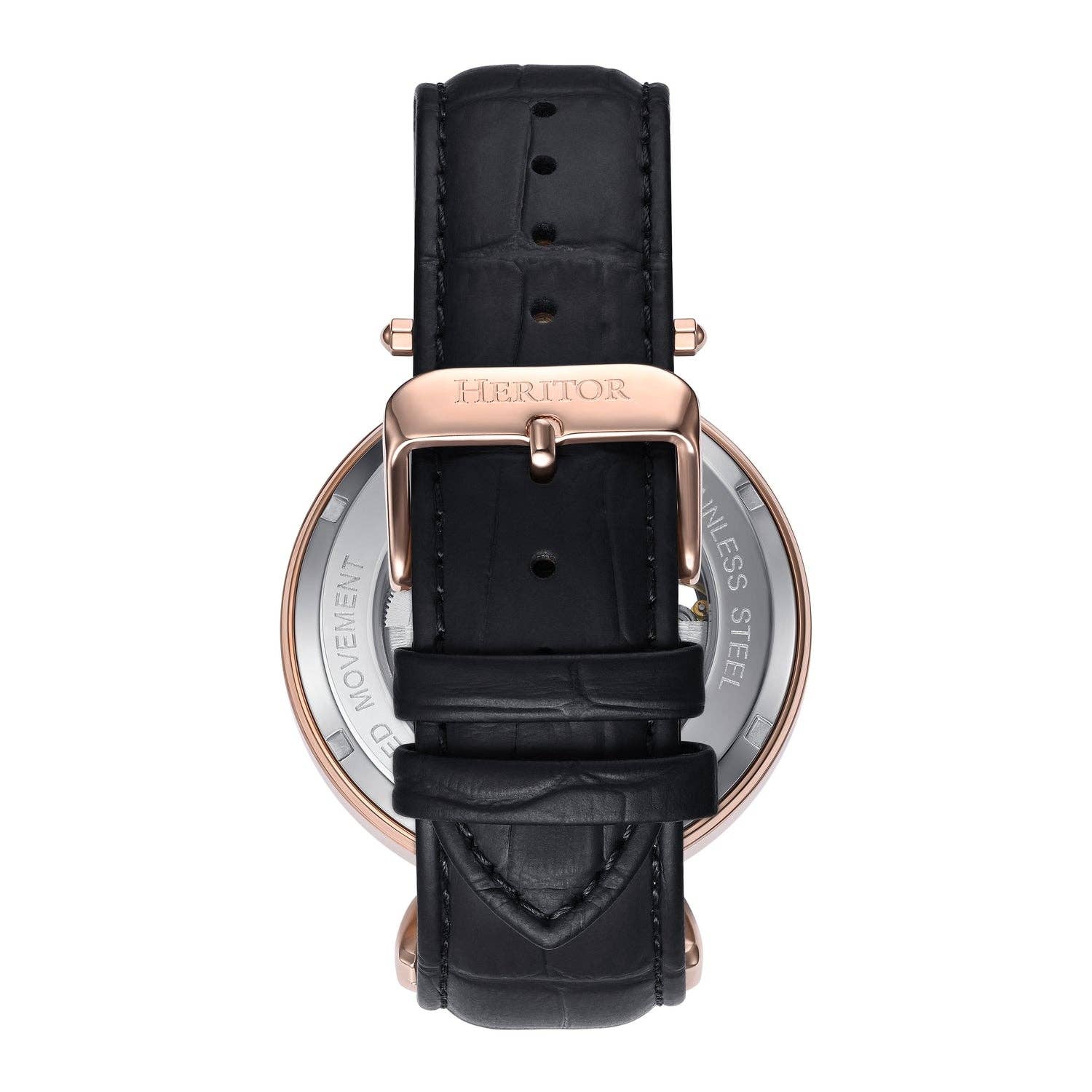 Heritor Automatic Lincoln Semi-Skeleton Leather-Band Watch
