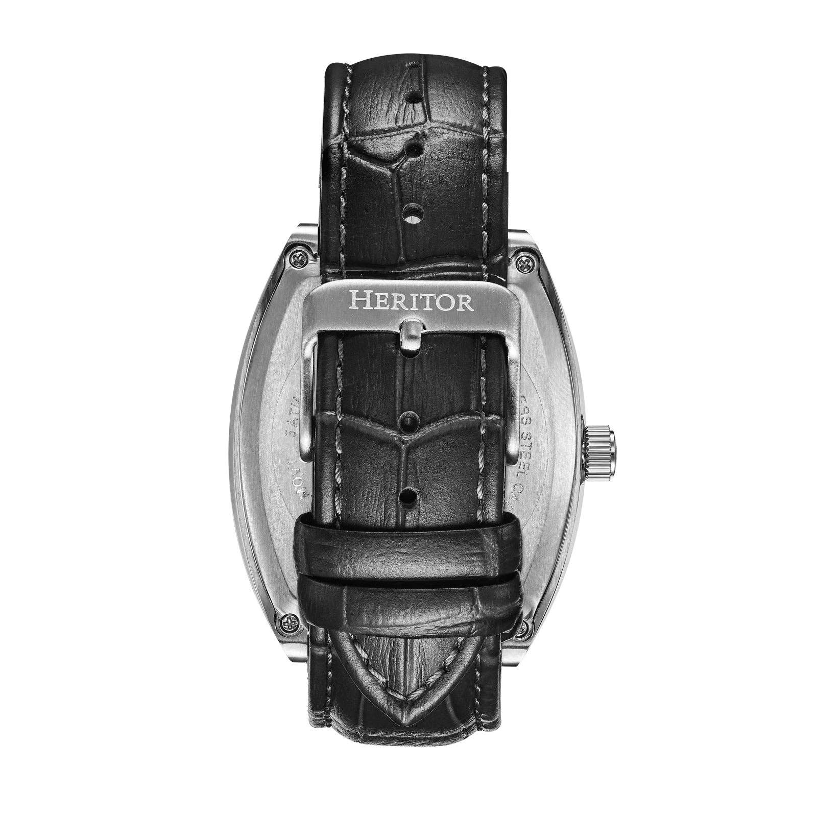Heritor Automatic Masterson Semi-Skeleton Leather-Band Watch