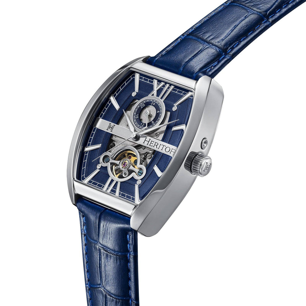 Heritor Automatic Masterson Semi-Skeleton Leather-Band Watch