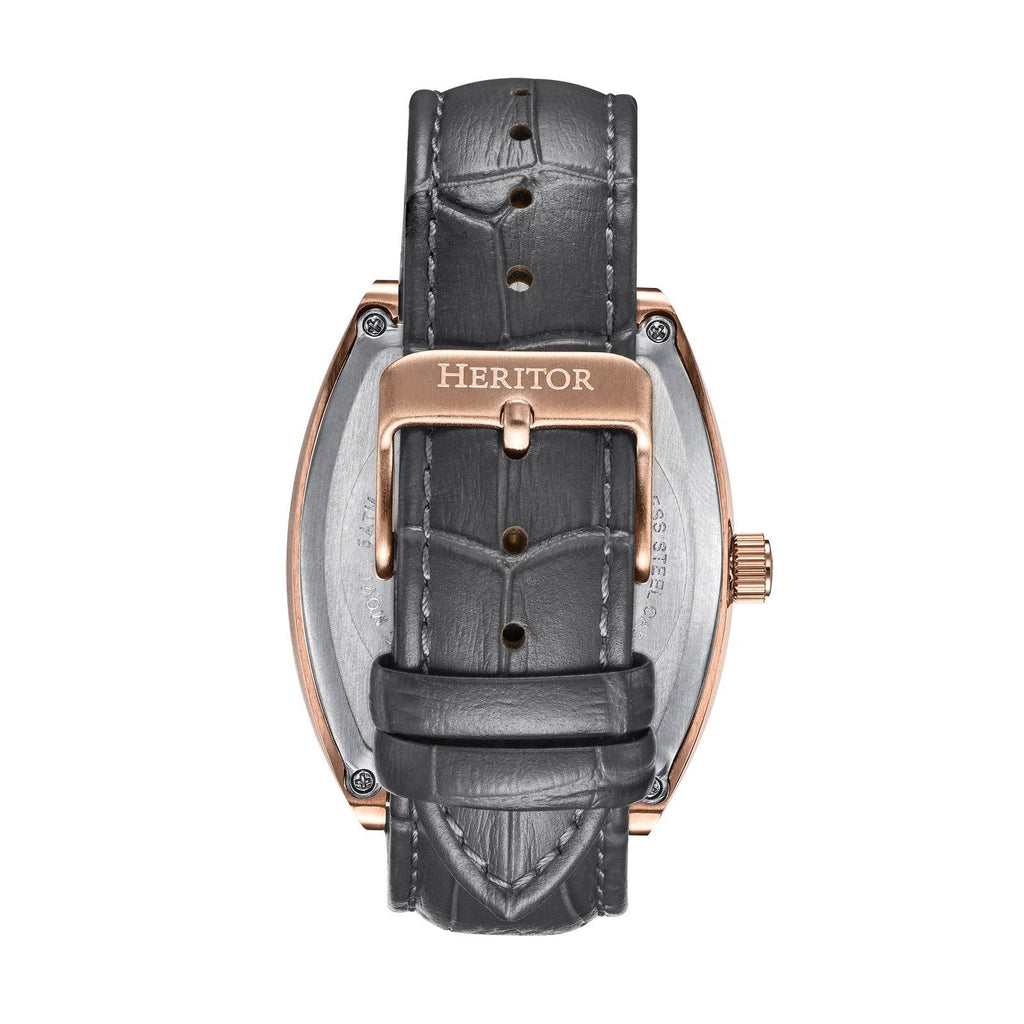 Heritor Automatic Masterson Semi-Skeleton Leather-Band Watch