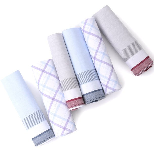 6pcs Men's Cotton Sky blue, Peach & Gray Handkerchiefs box-MFB1556 - Bundle Bus