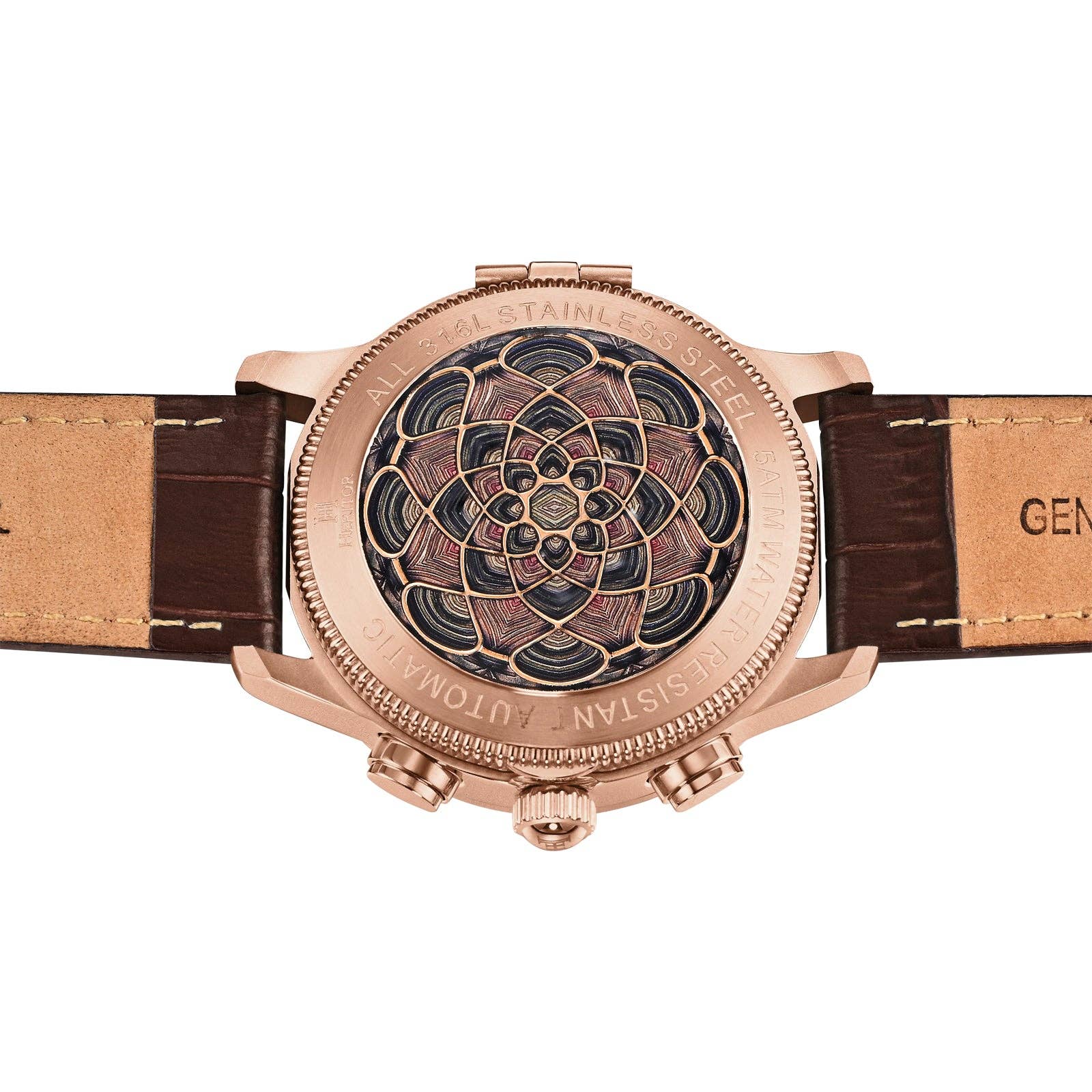 Heritor Automatic Apostle Leather Band Watch with Day/Date