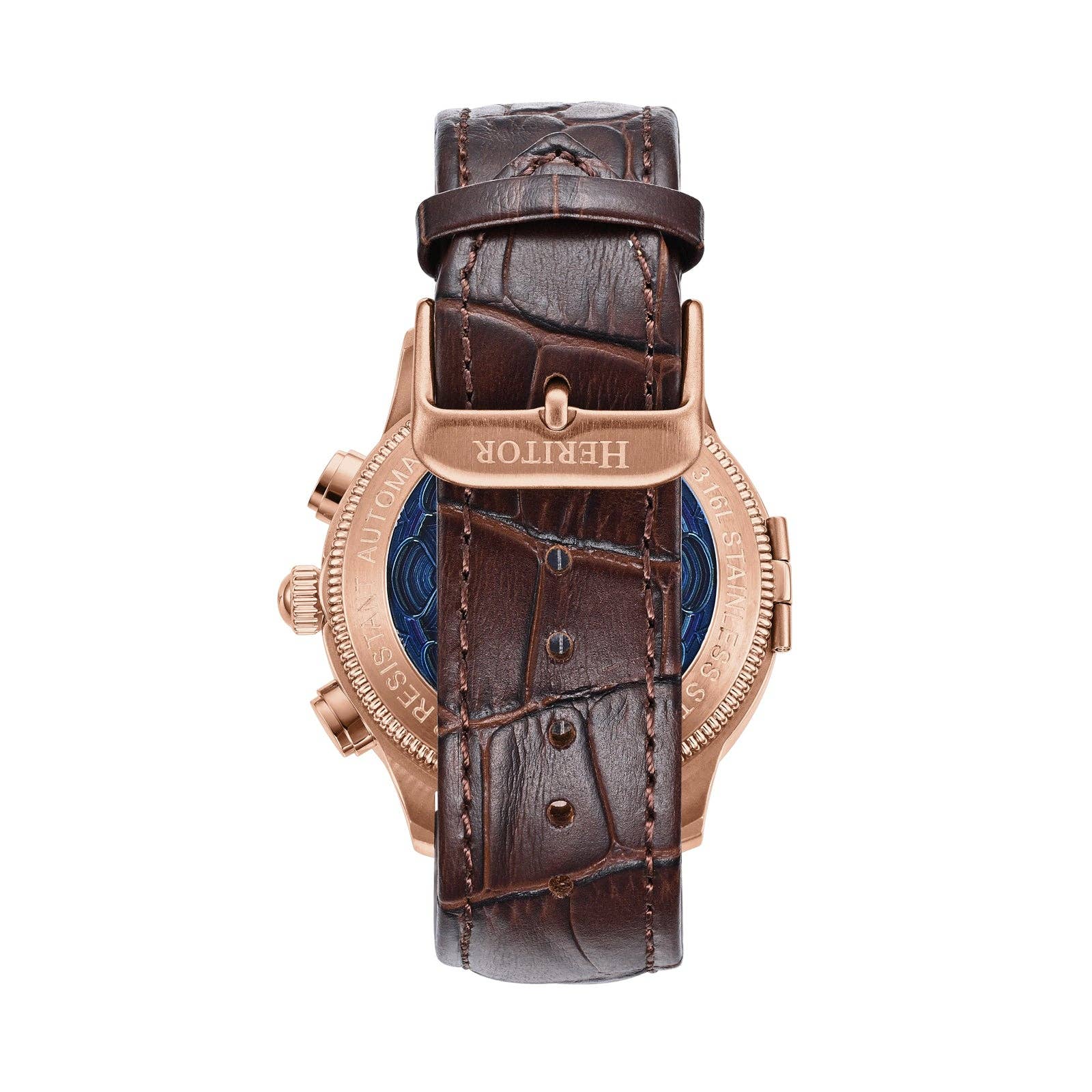 Heritor Automatic Apostle Leather Band Watch with Day/Date