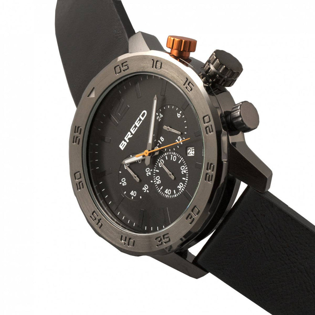 Breed Manuel Chronograph Leather-Band Watch with Date