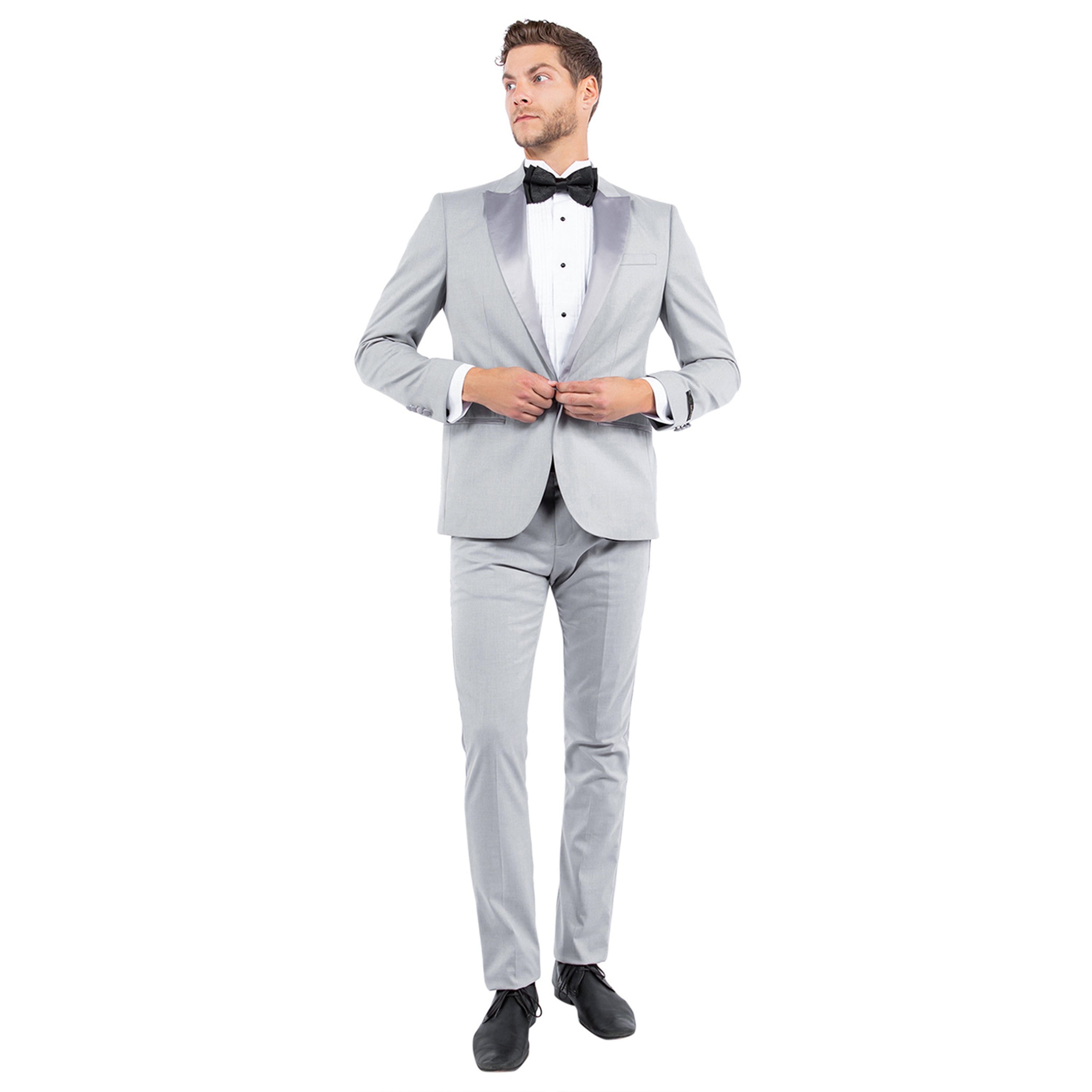 Men's Tailored - Fit Suits Separates Tuxedo Jacket w/ Peak Lapel - Bundle Bus