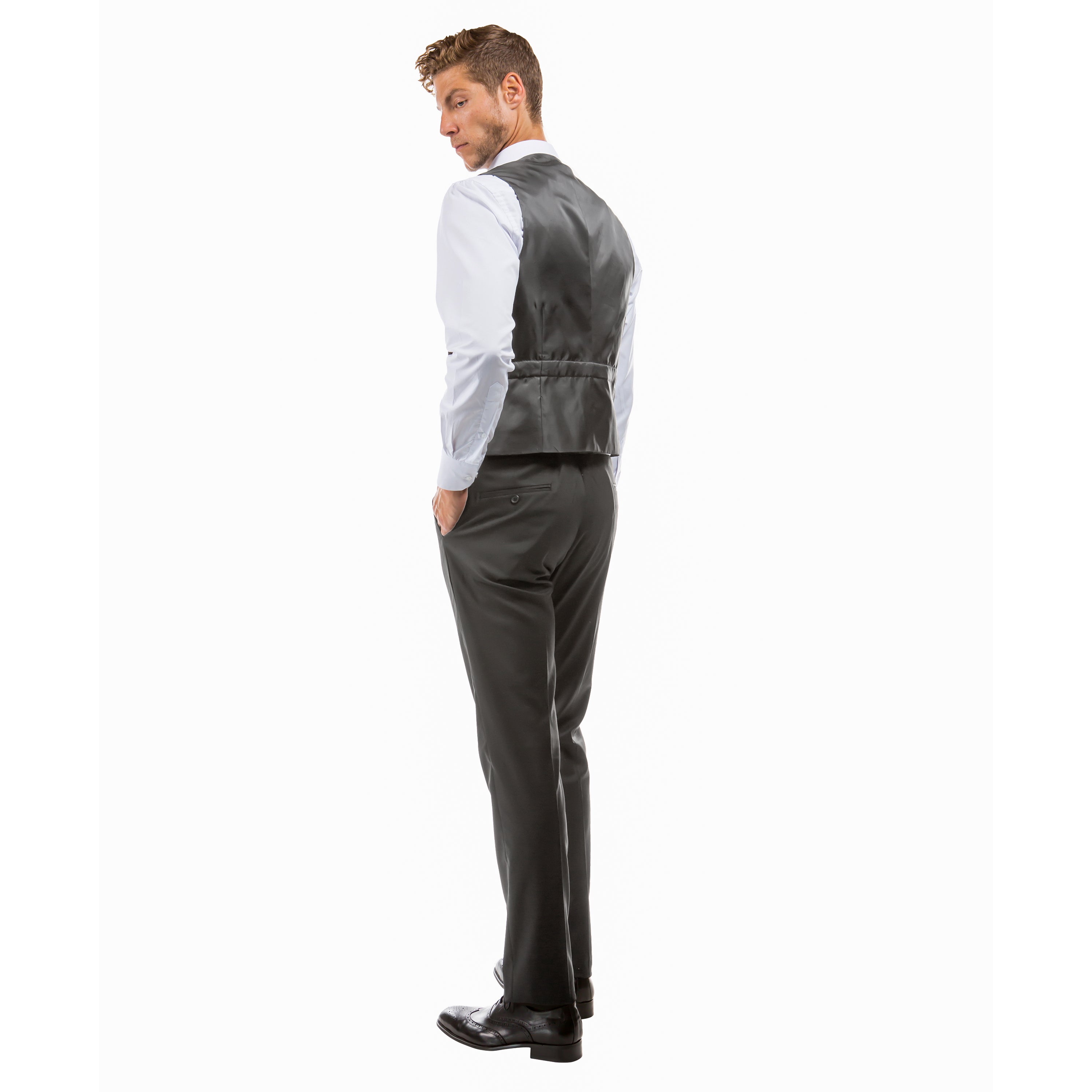 Dark Grey Zegarie Suit Separates Solid Men's Vests For Men - Bundle Bus