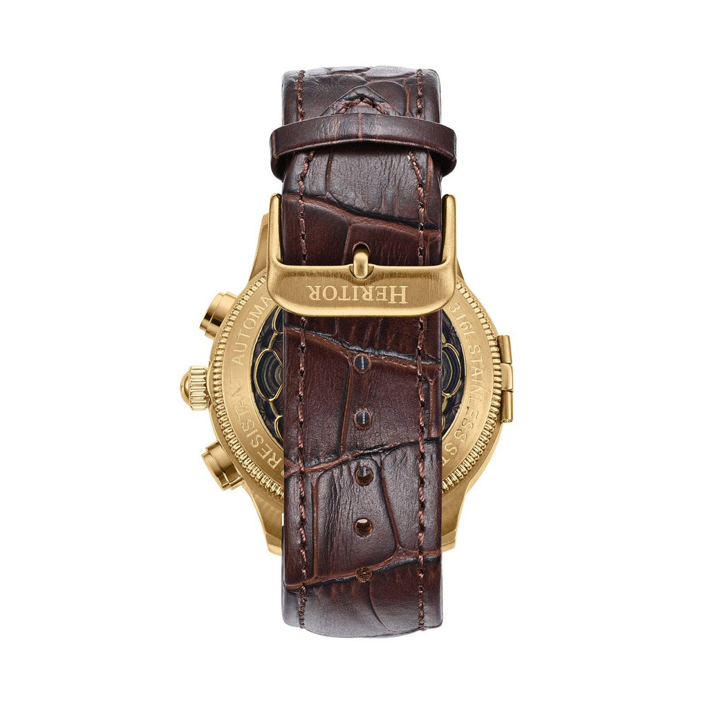 Heritor Automatic Apostle Leather Band Watch with Day/Date