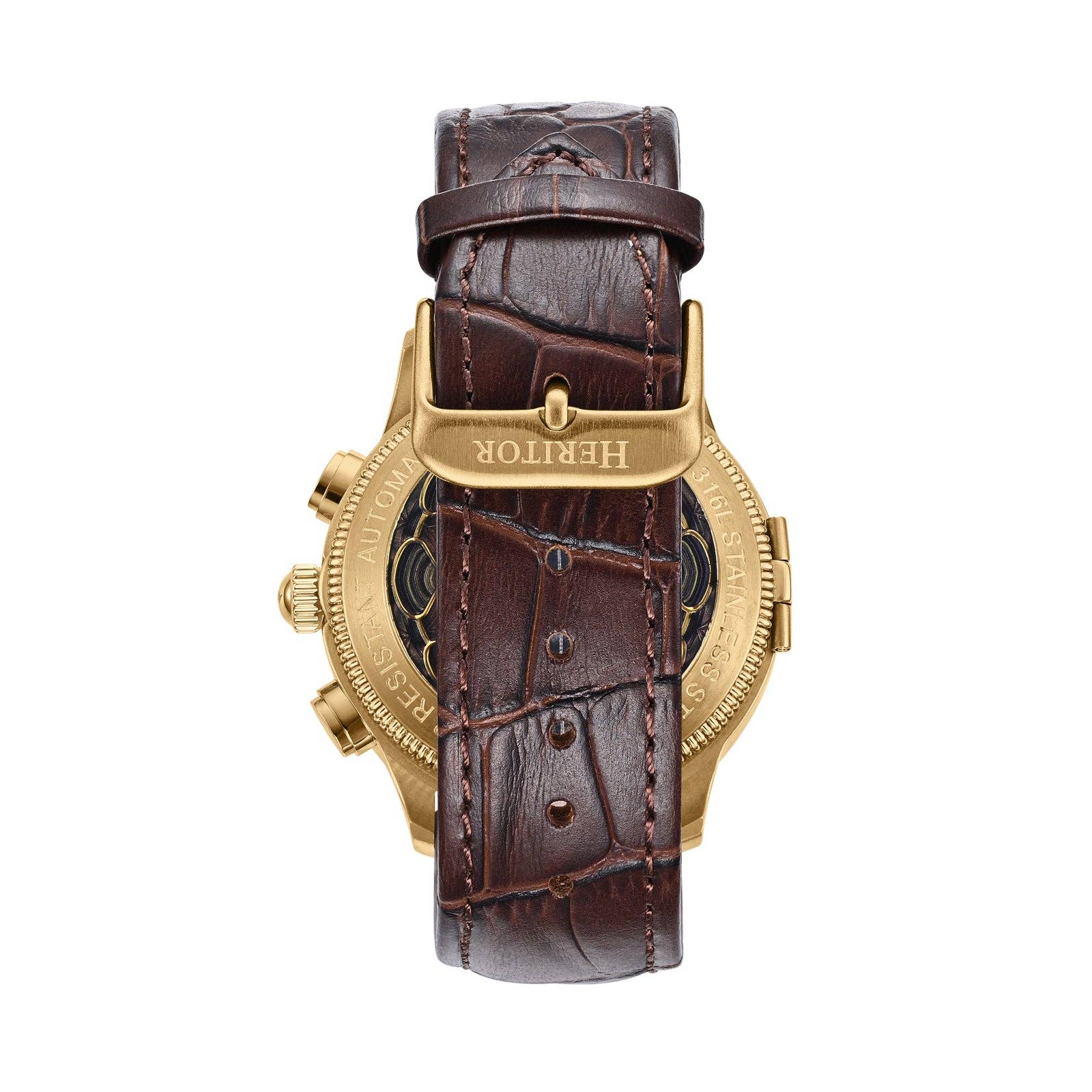 Heritor Automatic Apostle Leather Band Watch with Day/Date