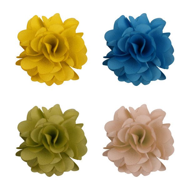 Assorted Solid Mini Bouquet Clutch Back Flower Lapel Pin 4pc Combo Set 4FLP-GD - Bundle Bus