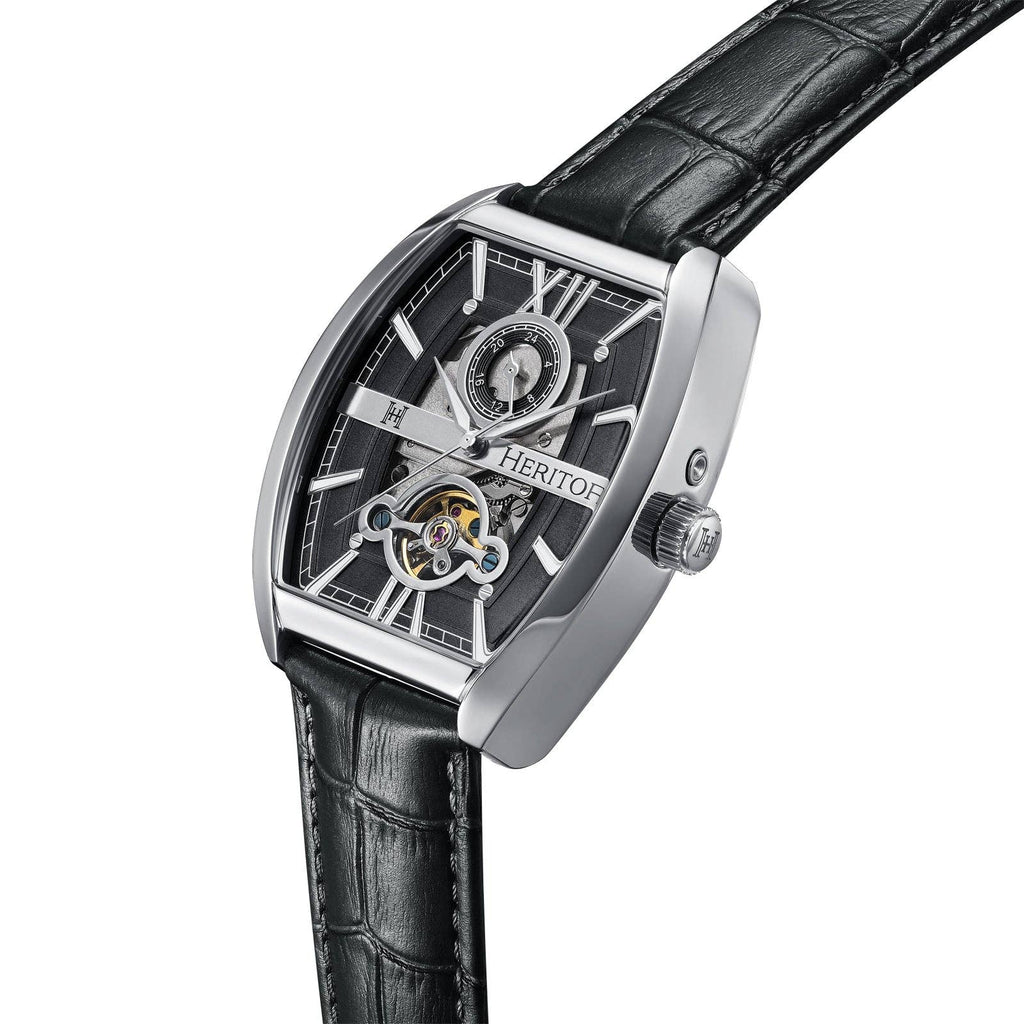 Heritor Automatic Masterson Semi-Skeleton Leather-Band Watch