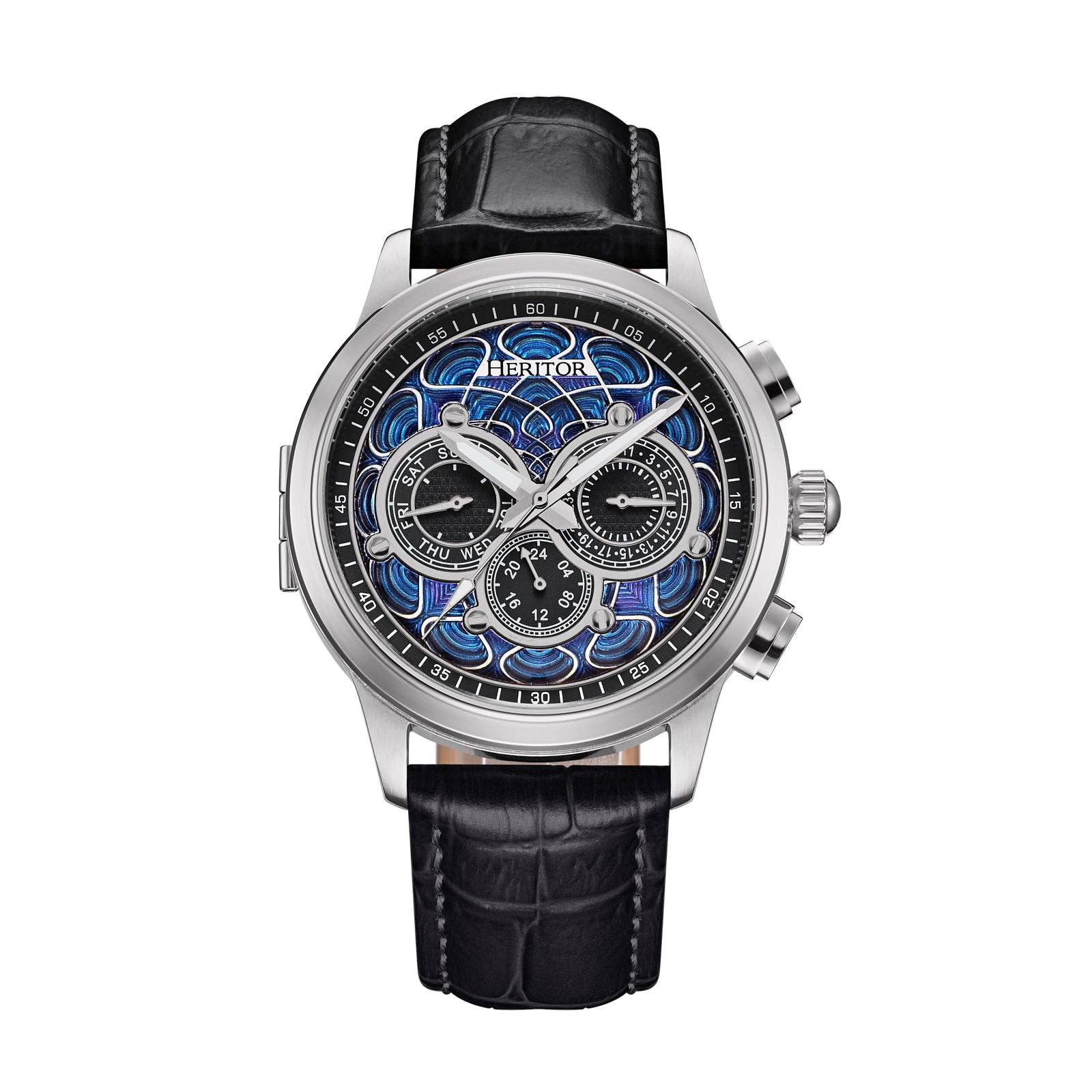 Heritor Automatic Apostle Leather Band Watch with Day/Date