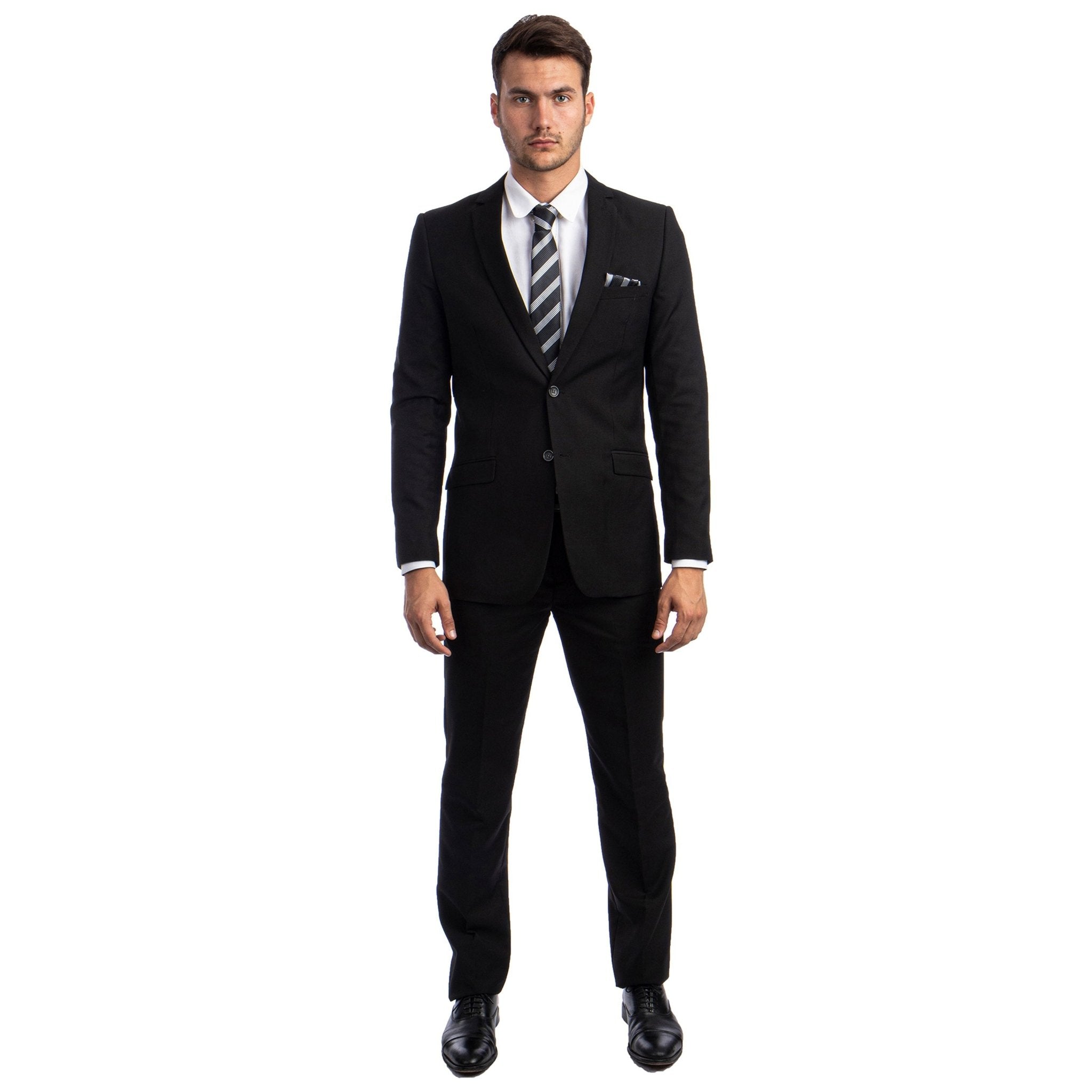 Black Men's Hybrid - Fit 3pc Paisley Suit w/ Wide Black Shawl Collar - Bundle Bus