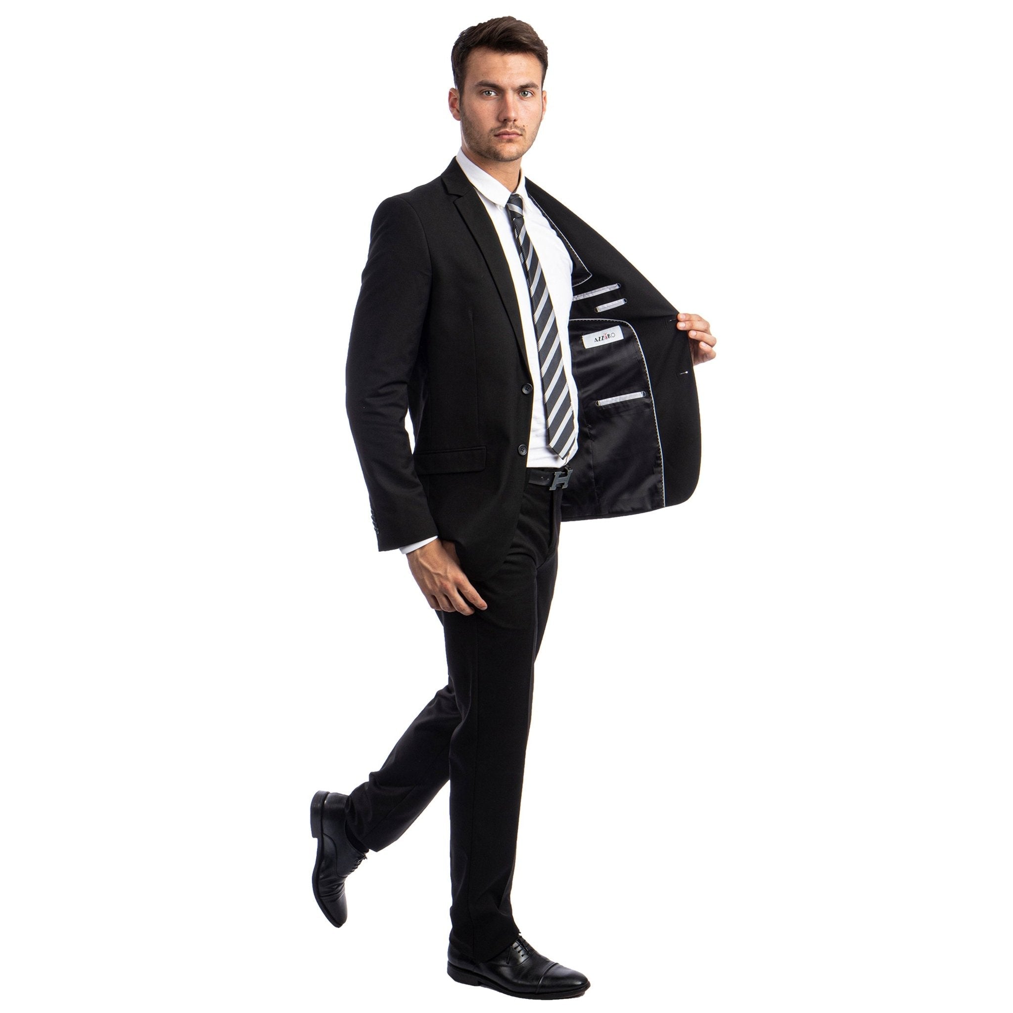 Black Men's Hybrid - Fit 3pc Paisley Suit w/ Wide Black Shawl Collar - Bundle Bus