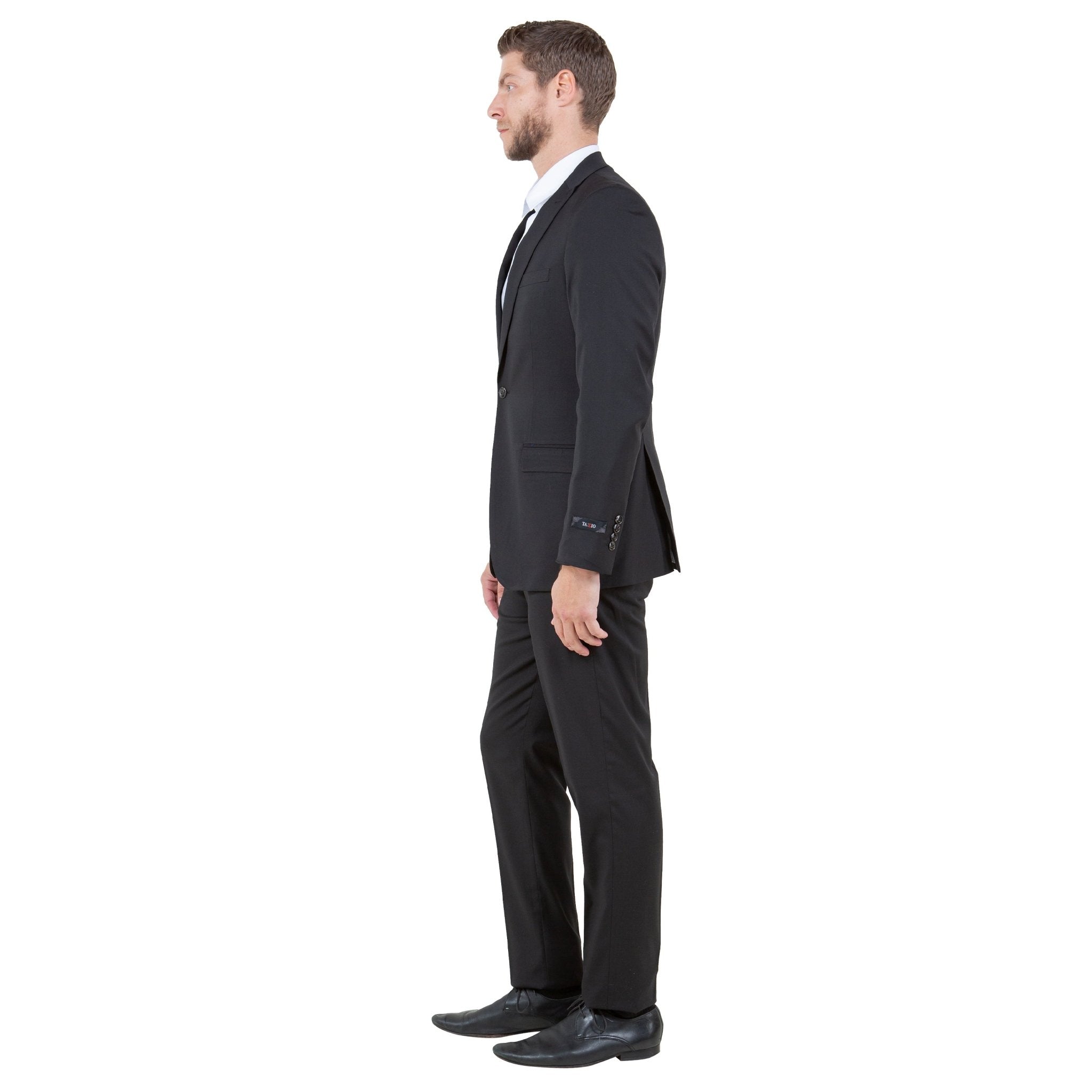 Black Men's Ultra Slim - Fit 3pc Suit w/ Expandable Waistband - Bundle Bus