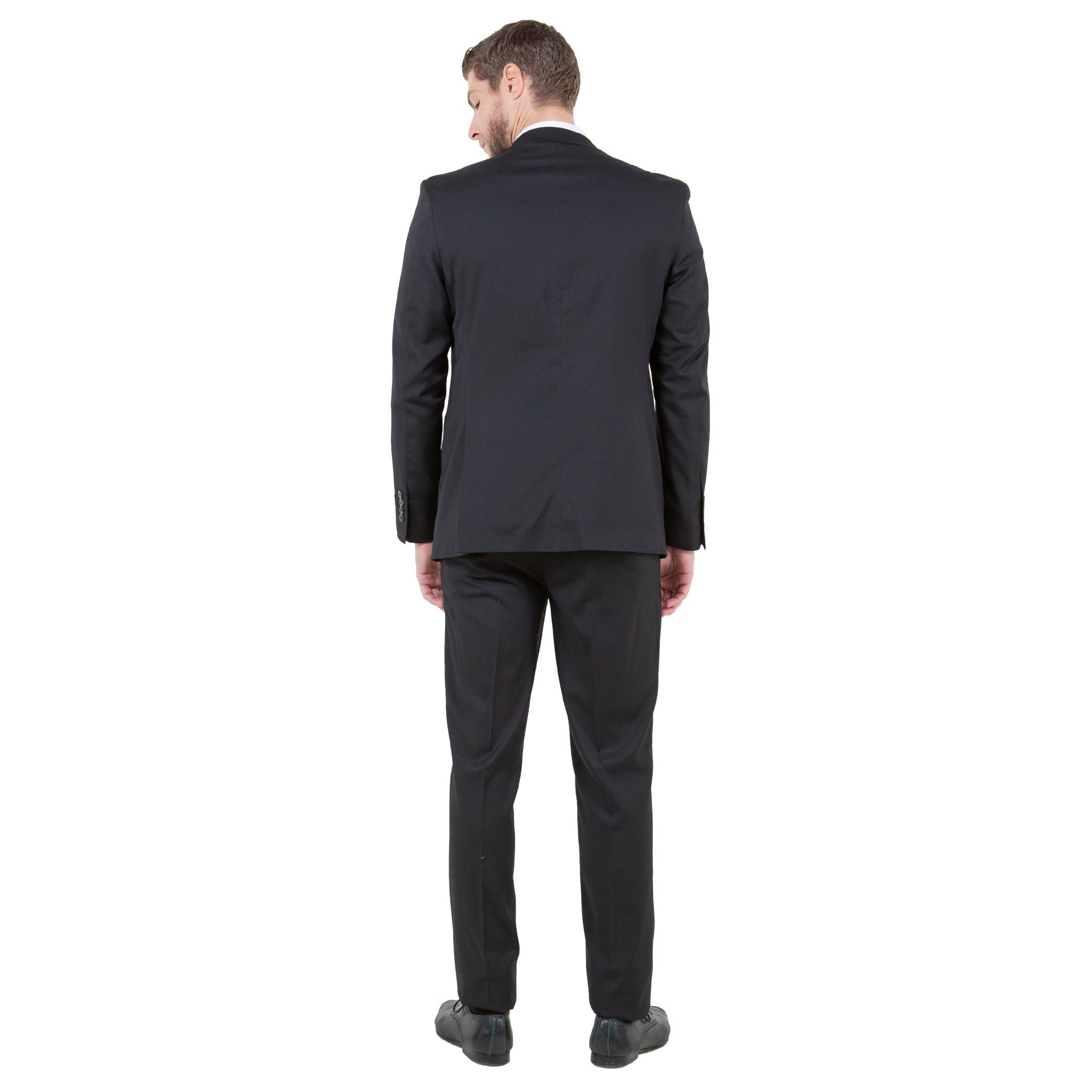 Black Men's Ultra Slim - Fit 3pc Suit w/ Expandable Waistband - Bundle Bus