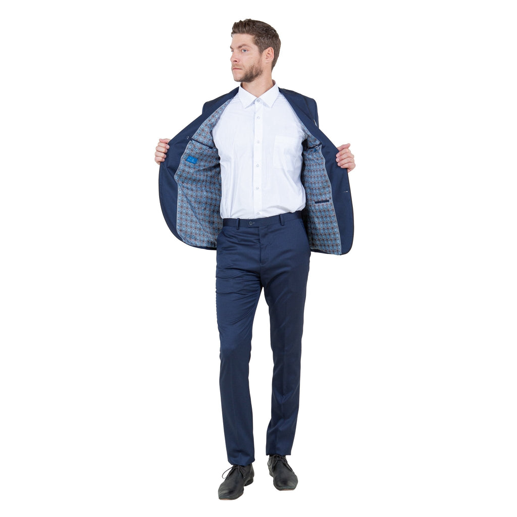 Blue 2 PC Birdseye Suit Skinny Fit Suits - Bundle Bus