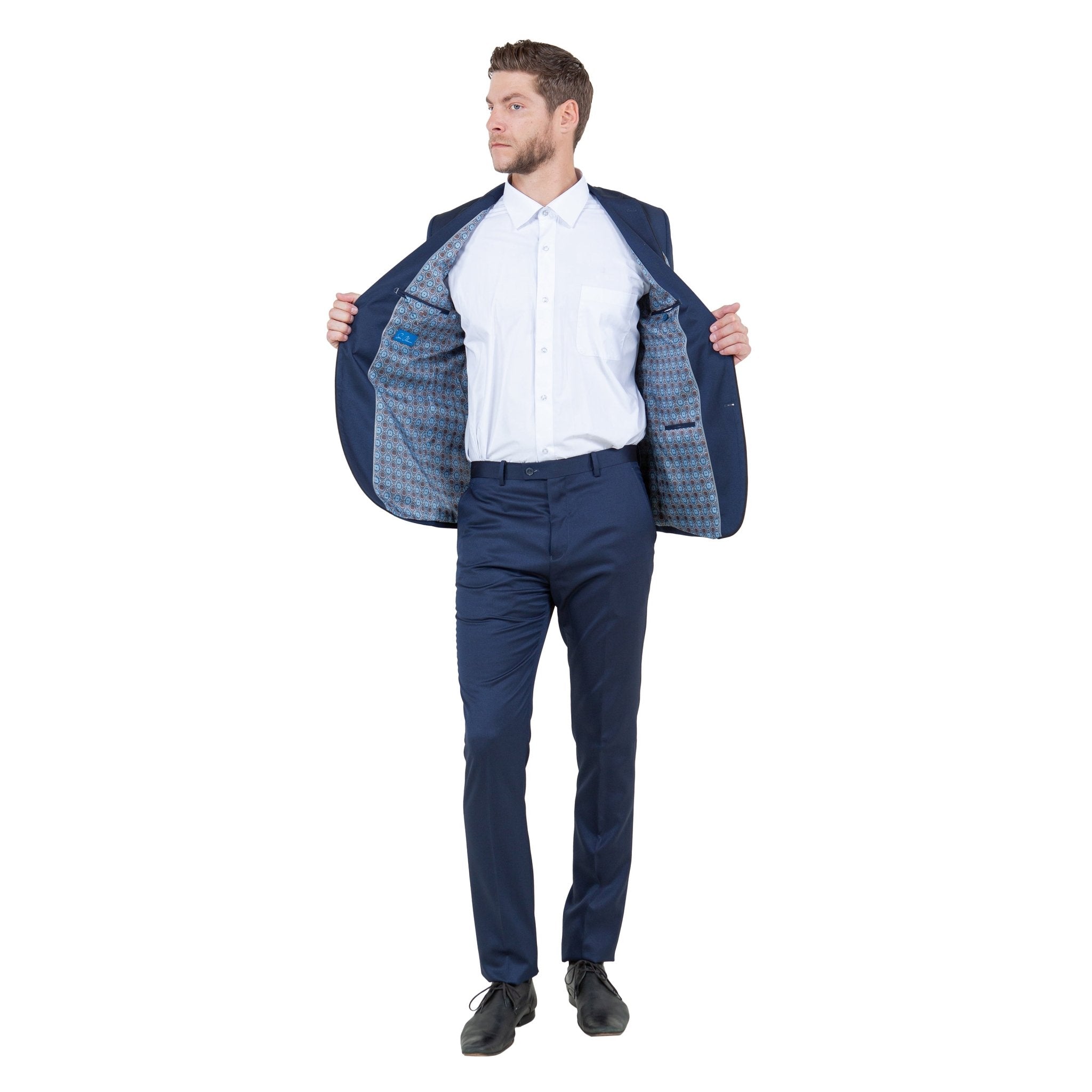 Blue 2 PC Birdseye Suit Skinny Fit Suits - Bundle Bus