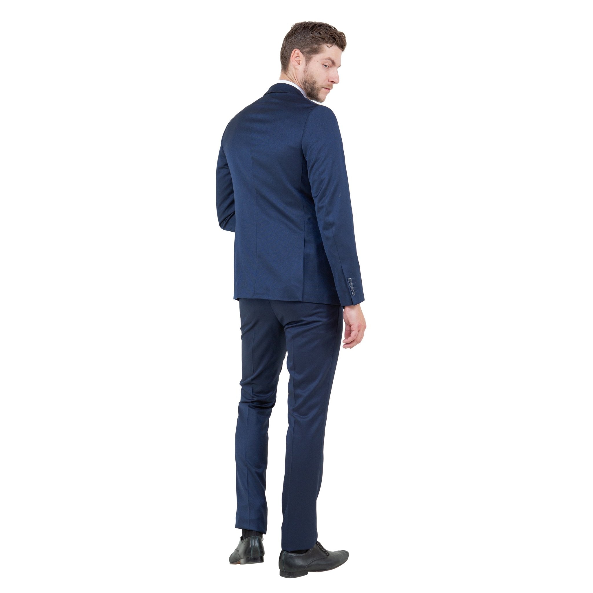 Blue 2 PC Birdseye Suit Skinny Fit Suits - Bundle Bus