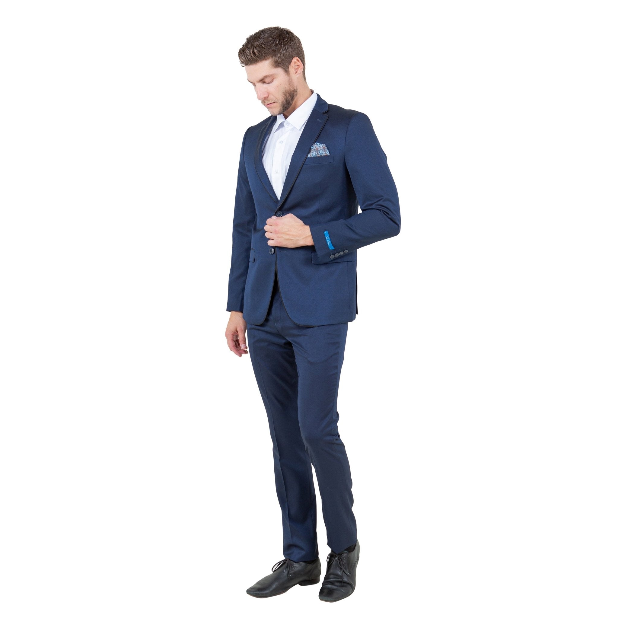 Blue 2 PC Birdseye Suit Skinny Fit Suits - Bundle Bus