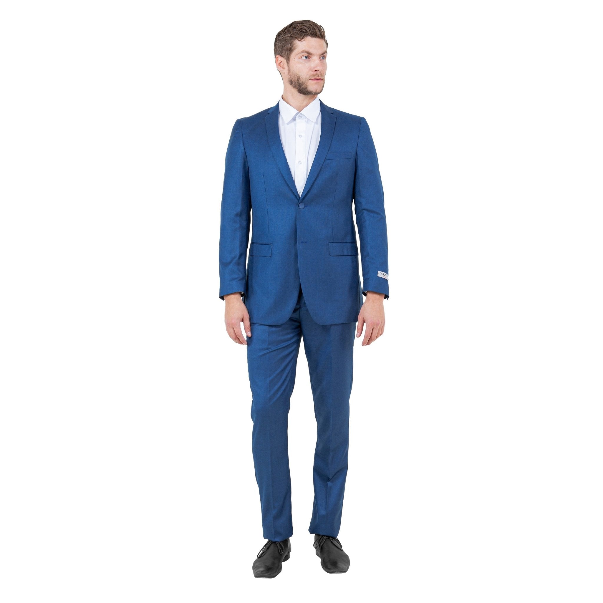 Blue Men's 2pc Sharkskin Suit Slim - Fit - Bundle Bus