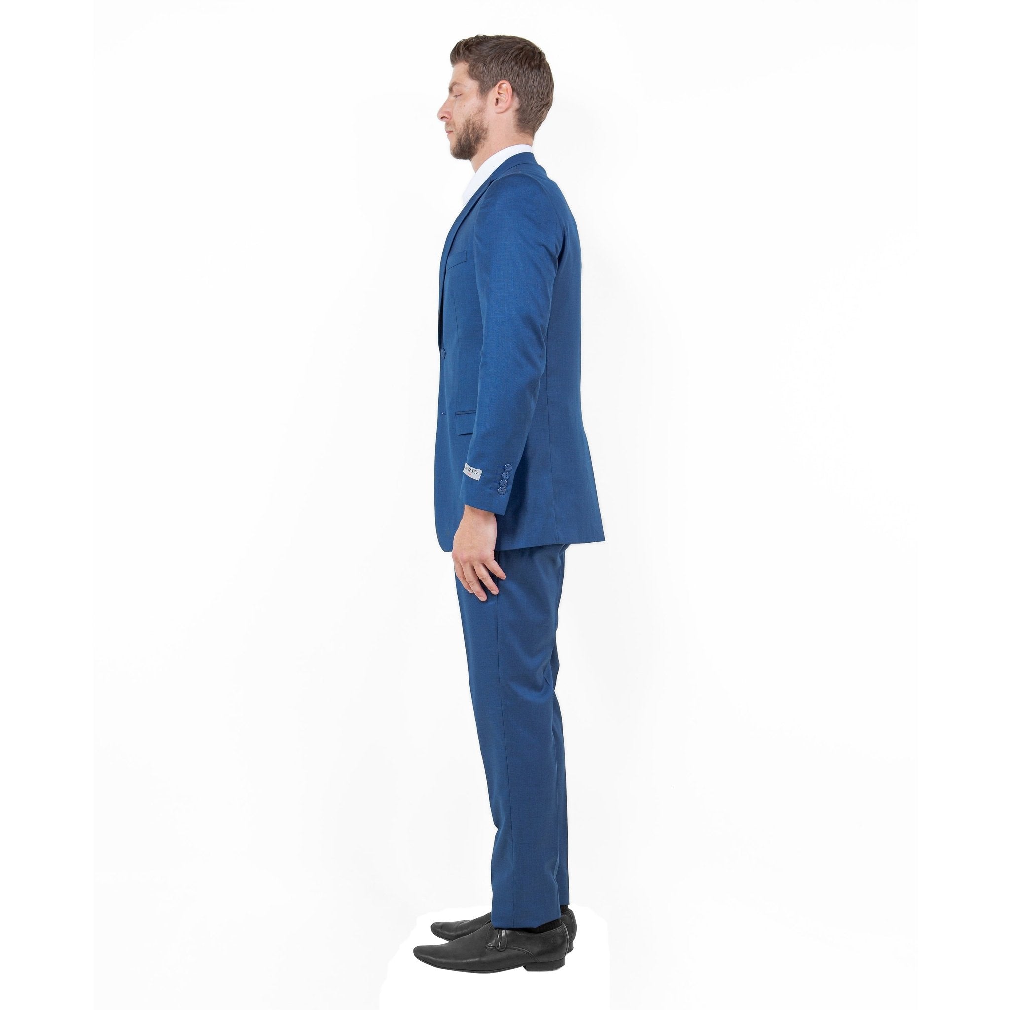 Blue Men's 2pc Sharkskin Suit Slim - Fit - Bundle Bus