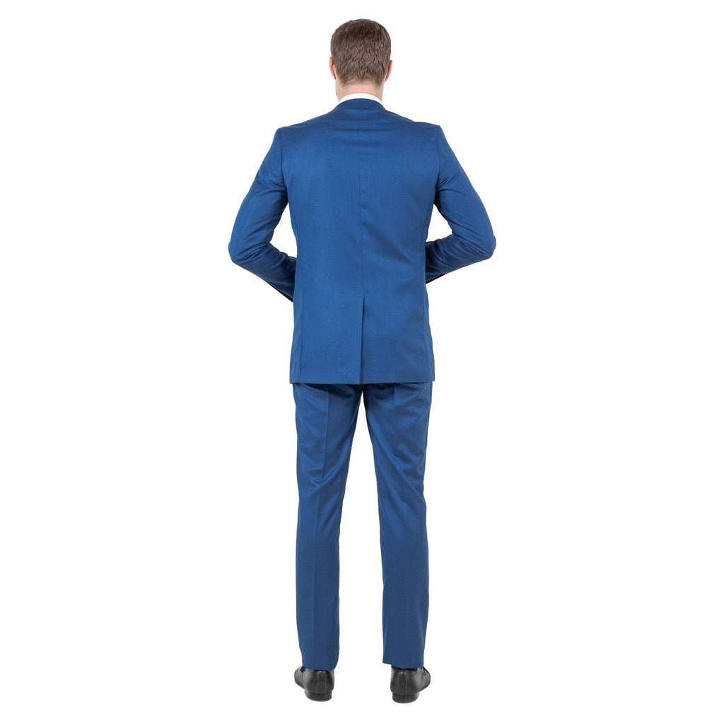 Blue Men's 2pc Sharkskin Suit Slim - Fit - Bundle Bus