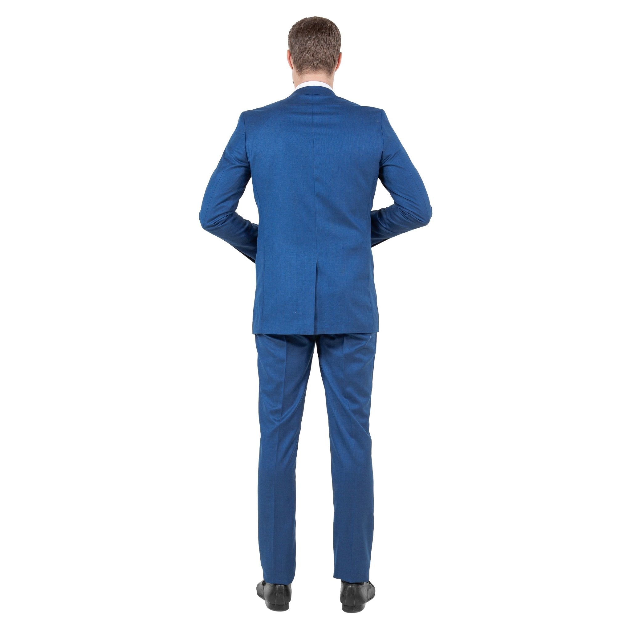 Blue Men's 2pc Sharkskin Suit Slim - Fit - Bundle Bus