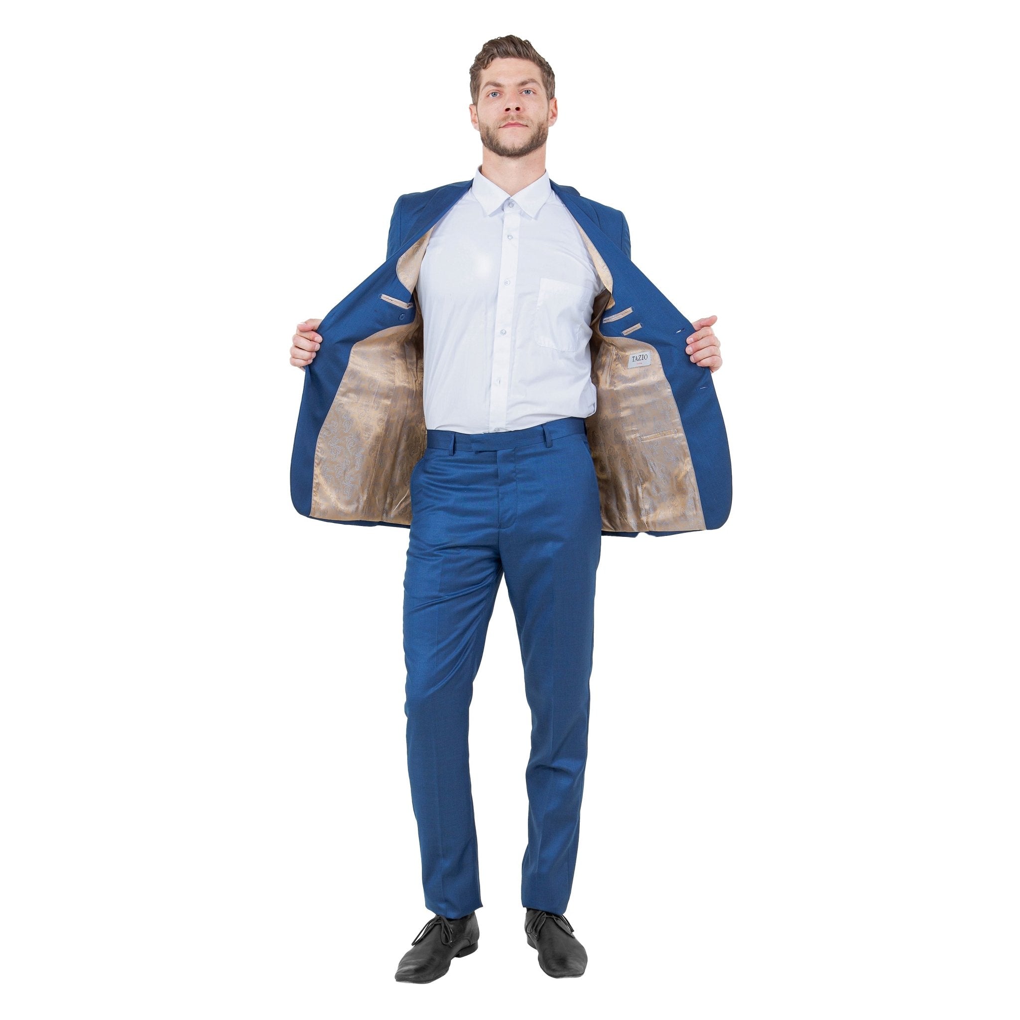Blue Men's 2pc Sharkskin Suit Slim - Fit - Bundle Bus