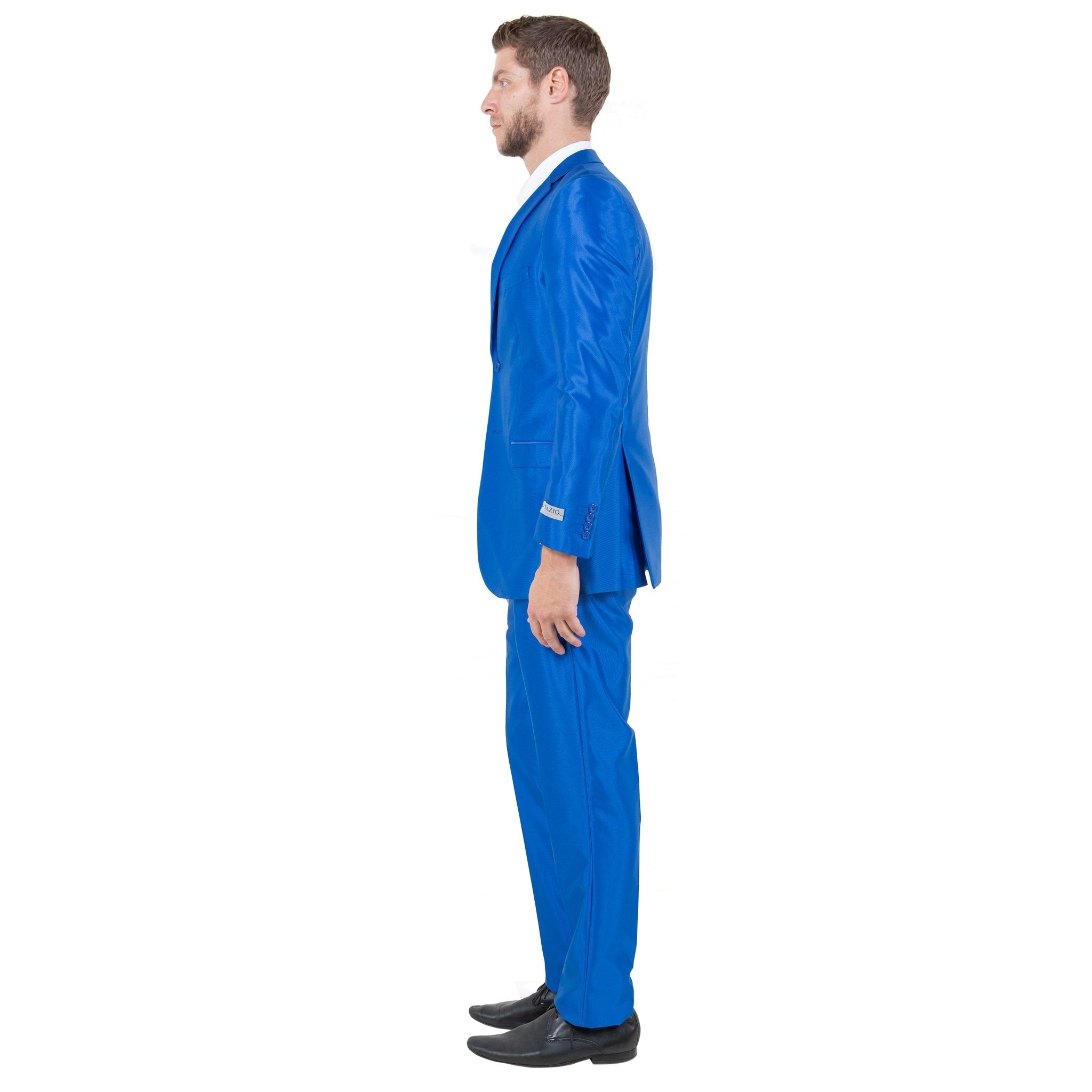 Blue Men's Sharskin Slim - Fit 3 - Piece Suit - Bundle Bus