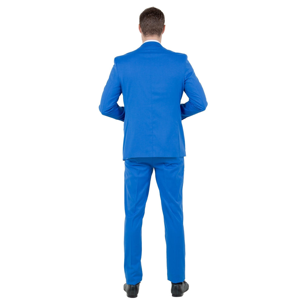 Blue Men's Ultra Slim - Fit 3pc Suit w/ Expandable Waistband - Bundle Bus