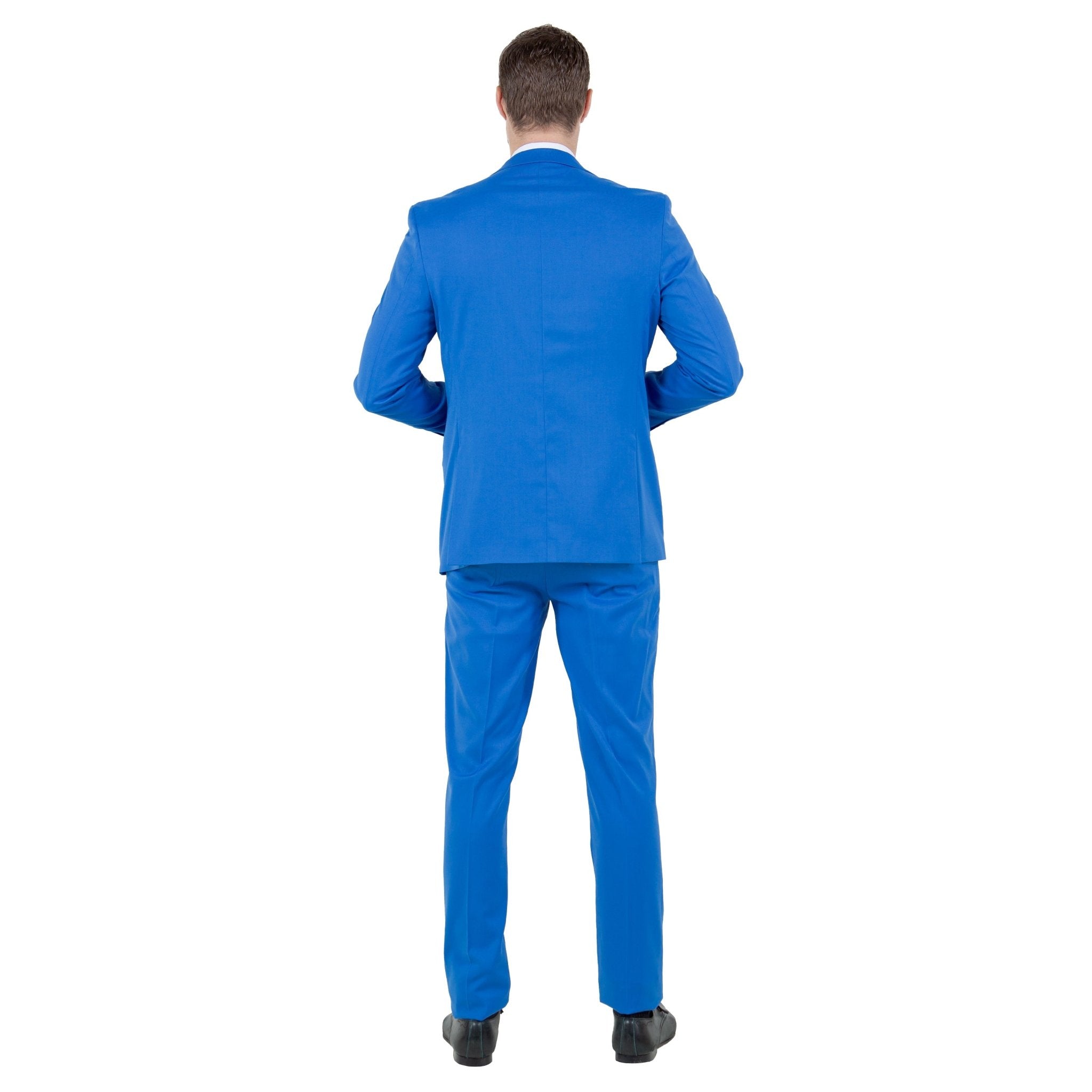 Blue Men's Ultra Slim - Fit 3pc Suit w/ Expandable Waistband - Bundle Bus