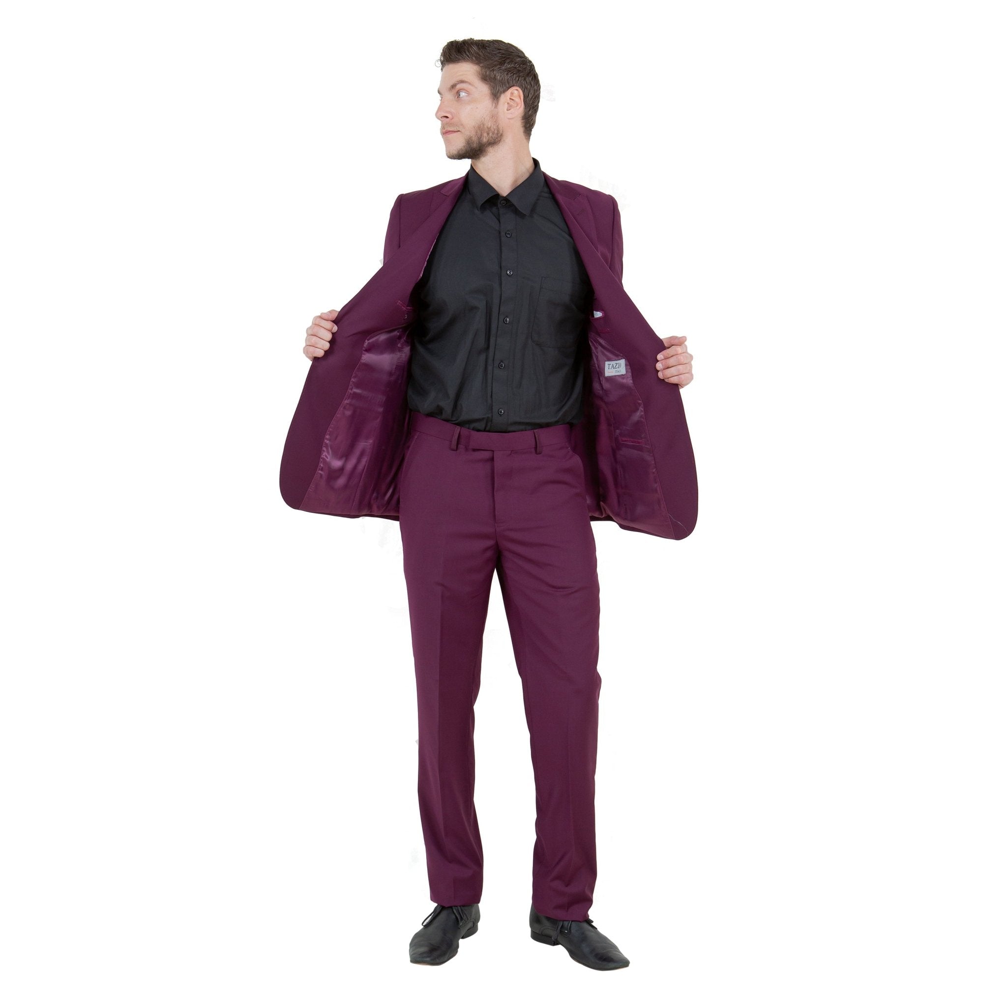 Burgundy Solid 2 - PC Slim Fit Performance Stretch Suits - Bundle Bus