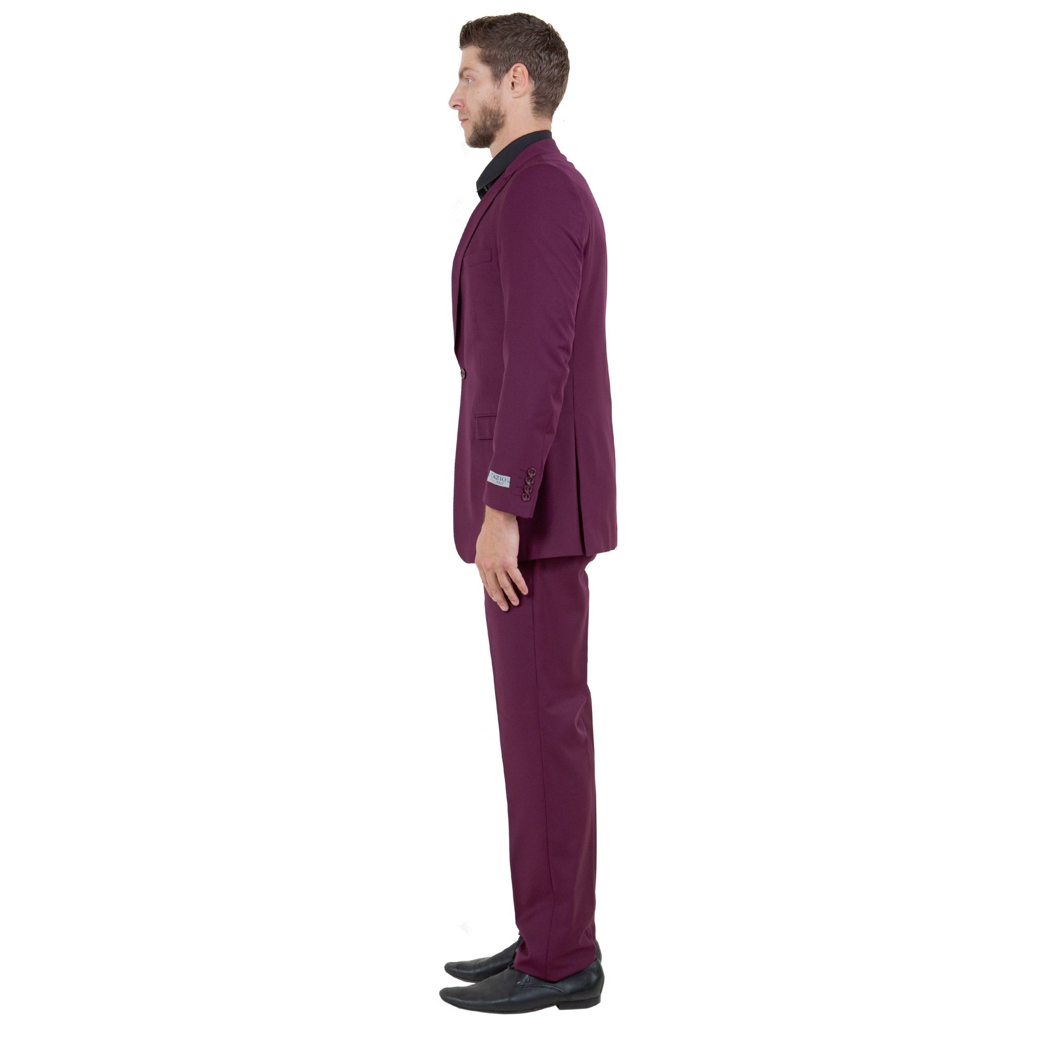 Burgundy Solid 2 - PC Slim Fit Performance Stretch Suits - Bundle Bus