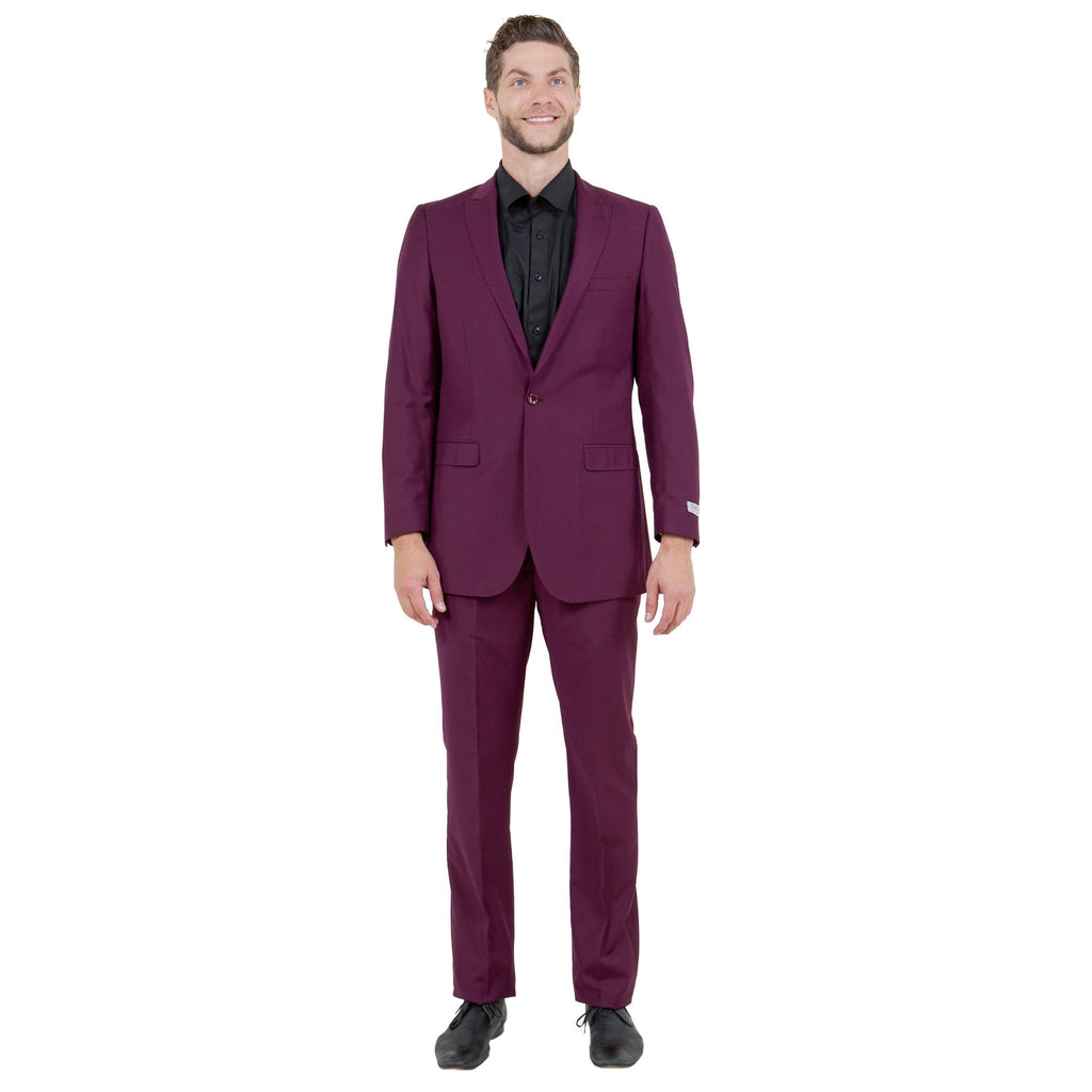 Burgundy Solid 2 - PC Slim Fit Performance Stretch Suits - Bundle Bus