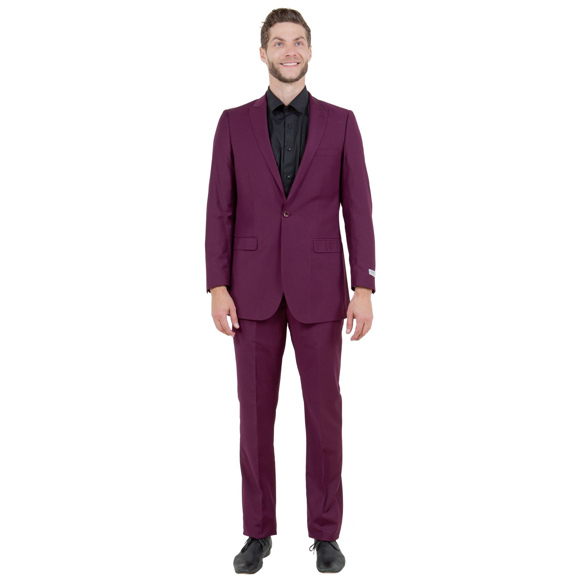 Burgundy Solid 2 - PC Slim Fit Performance Stretch Suits - Bundle Bus
