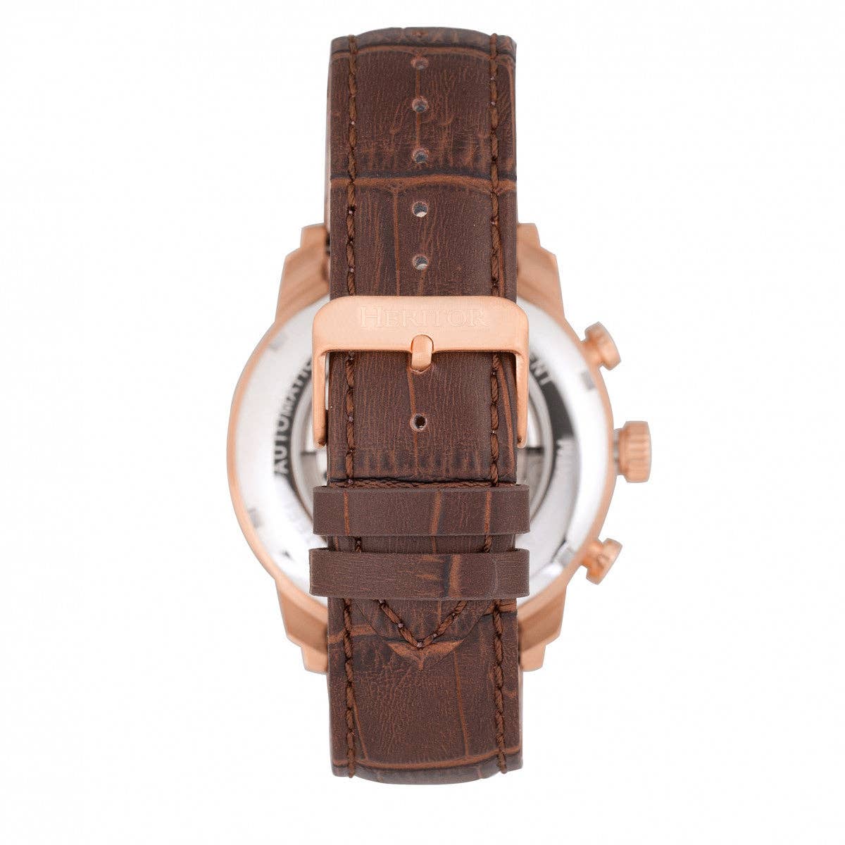 Heritor Automatic Arthur Semi-Skeleton Leather-Band Watch