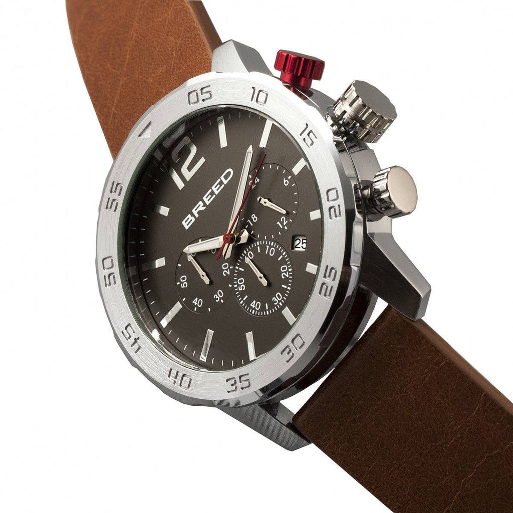 Breed Manuel Chronograph Leather-Band Watch with Date