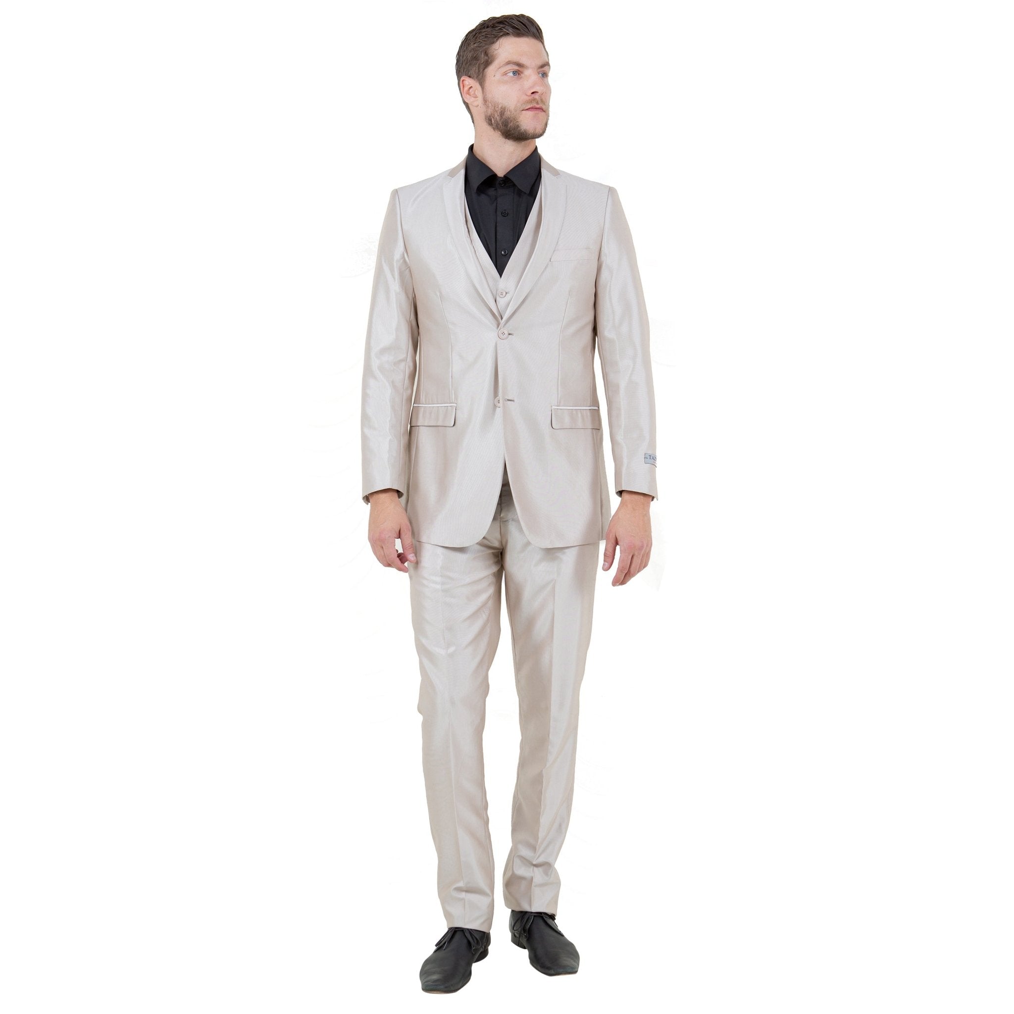 Champagne Men's Sharskin Slim - Fit 3 - Piece Suit - Bundle Bus