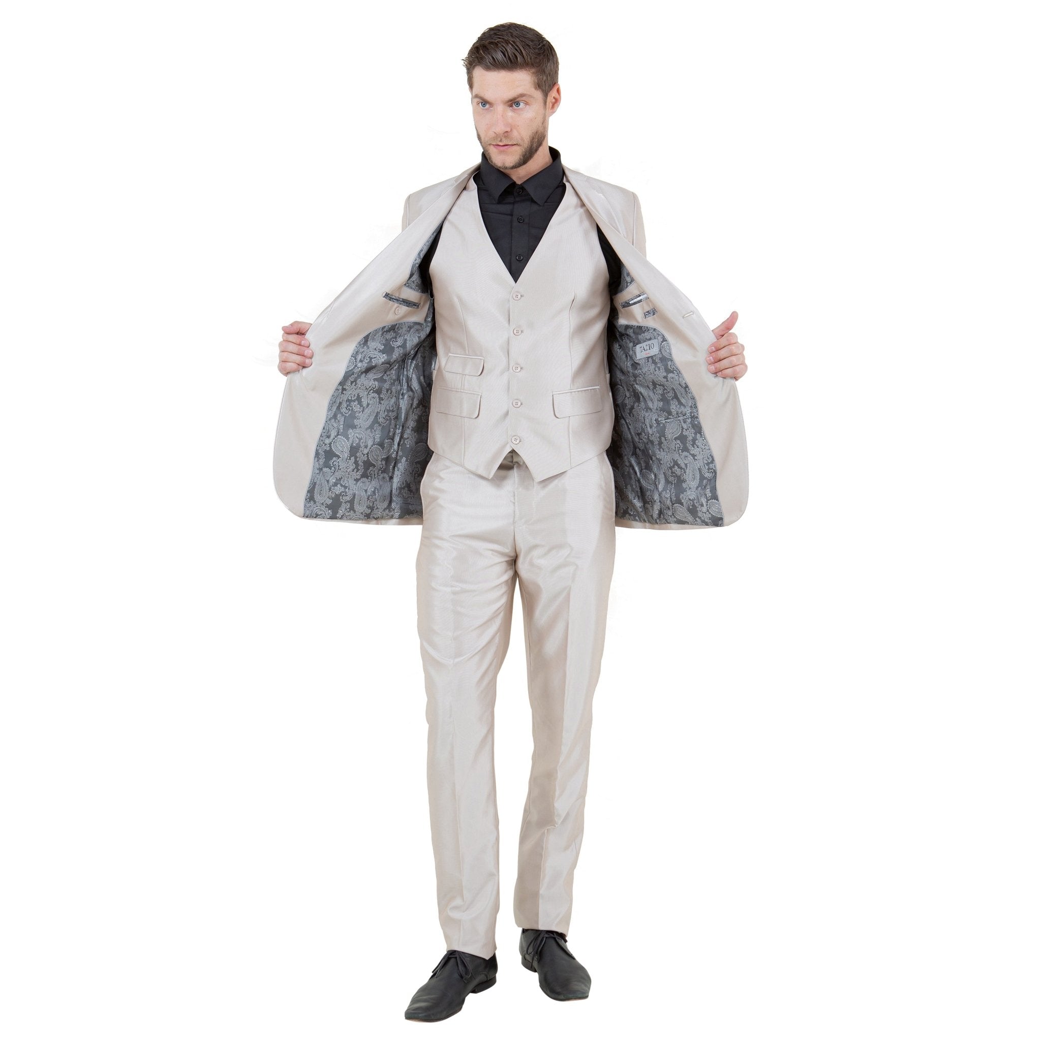 Champagne Men's Sharskin Slim - Fit 3 - Piece Suit - Bundle Bus